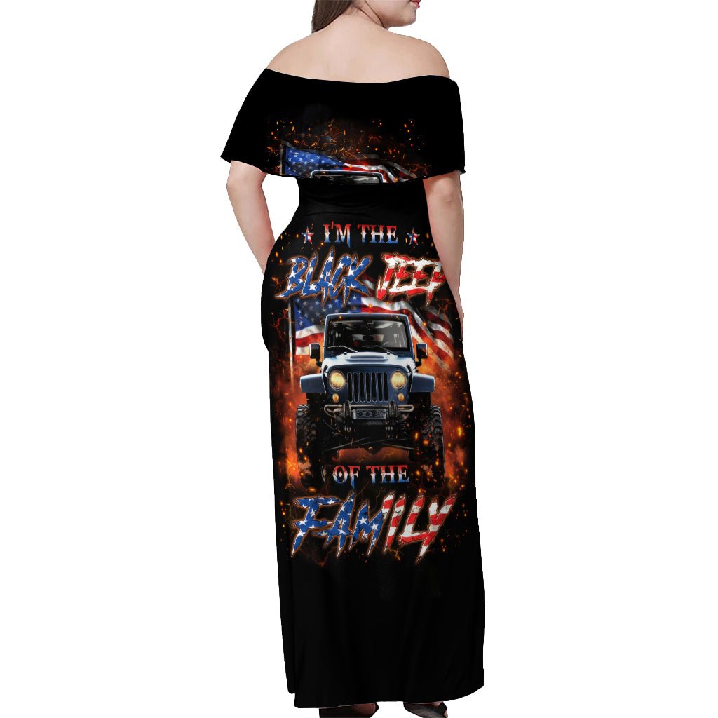 American Jeep Off Shoulder Maxi Dress I'm The Black Jeep Of The Family DT01 - The Mazicc - Women - S - Black