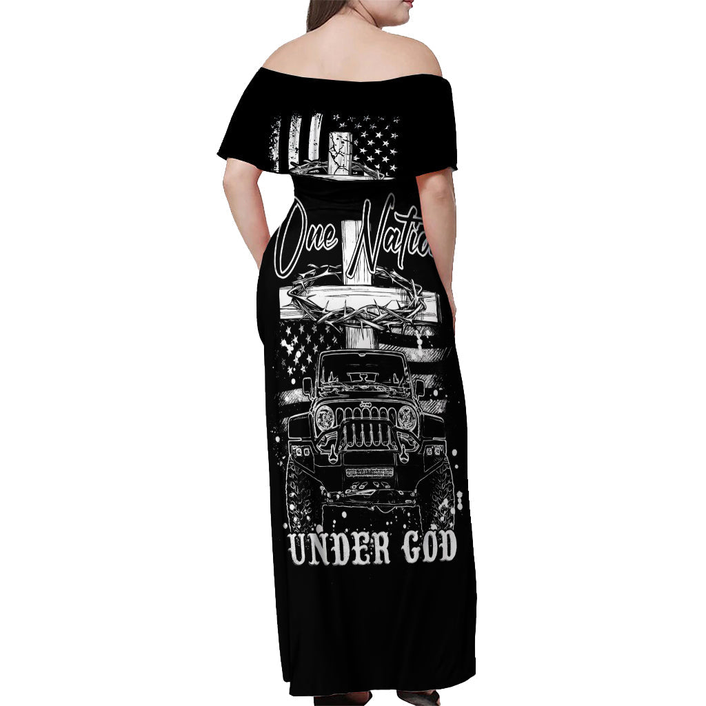American Jeep Off Shoulder Maxi Dress One Nation Under God DT01 - The Mazicc - Women - S - Black