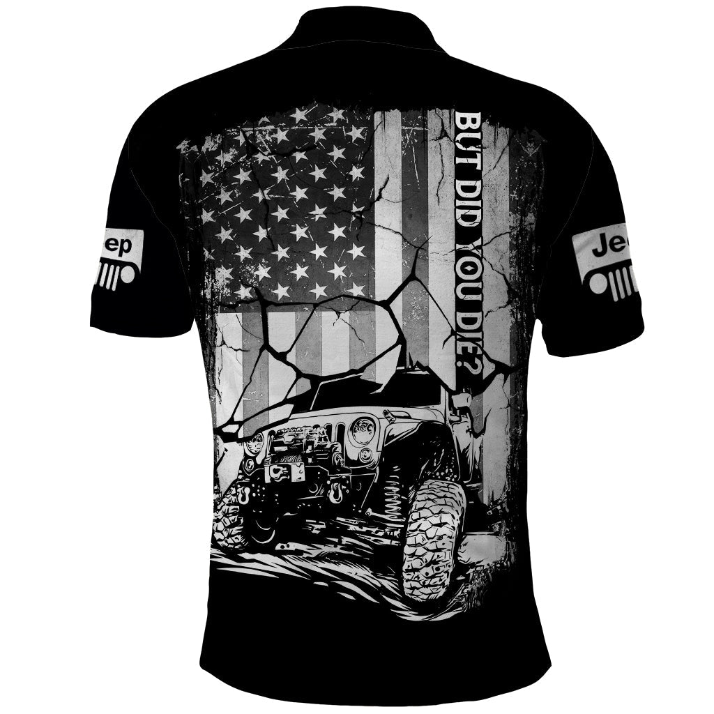 American Jeep Polo Shirt American Flag But Did You Die DT01 - The Mazicc - Adult - S - White