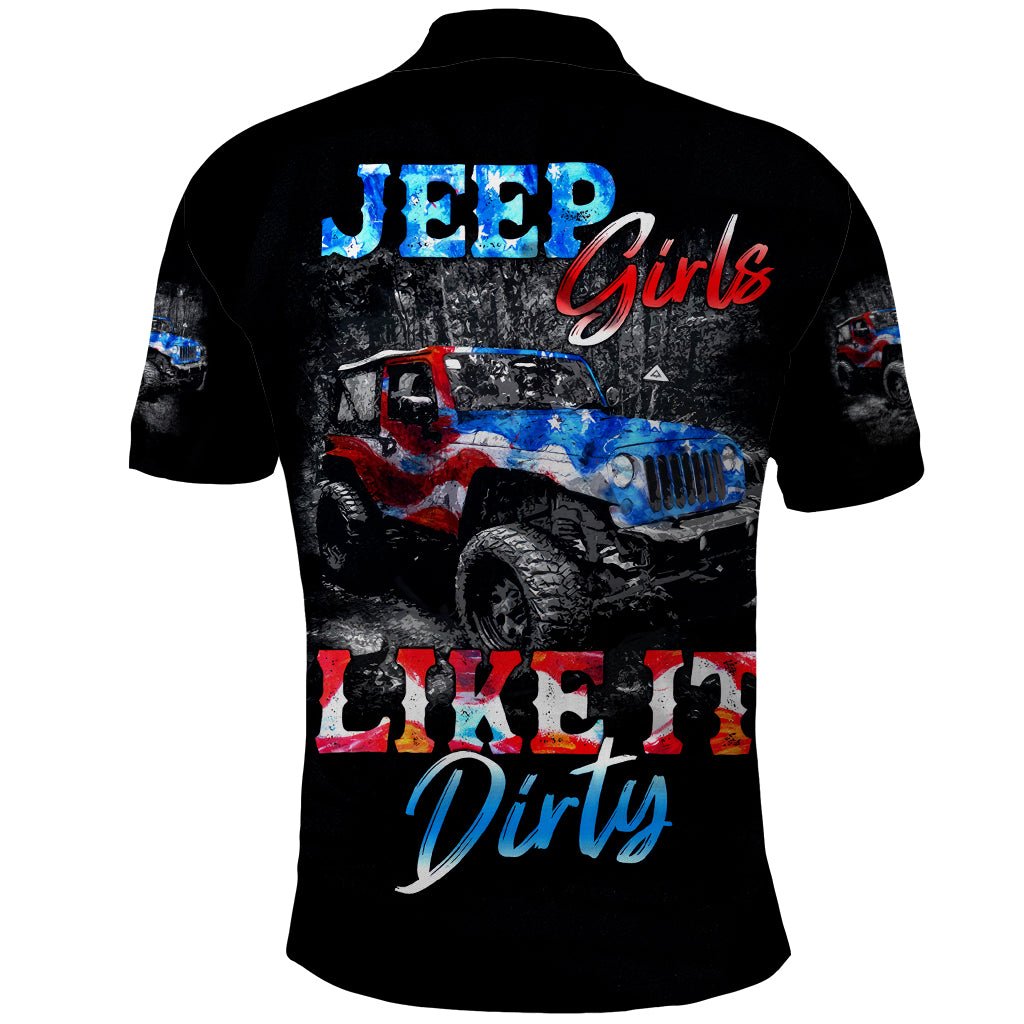American Jeep Polo Shirt Jeep Girls Like It Dirty DT01 - The Mazicc - Adult - S - Black