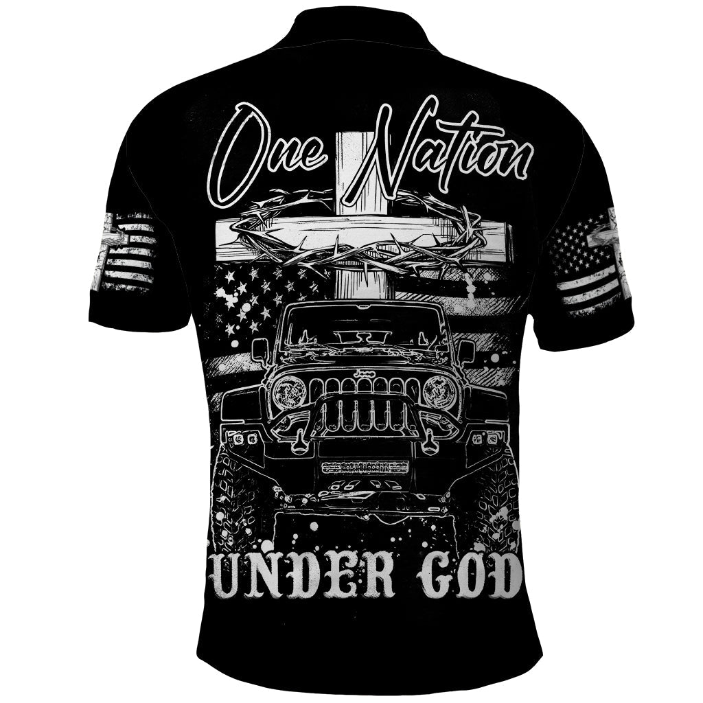 American Jeep Polo Shirt One Nation Under God DT01 - The Mazicc - Adult - S - Black