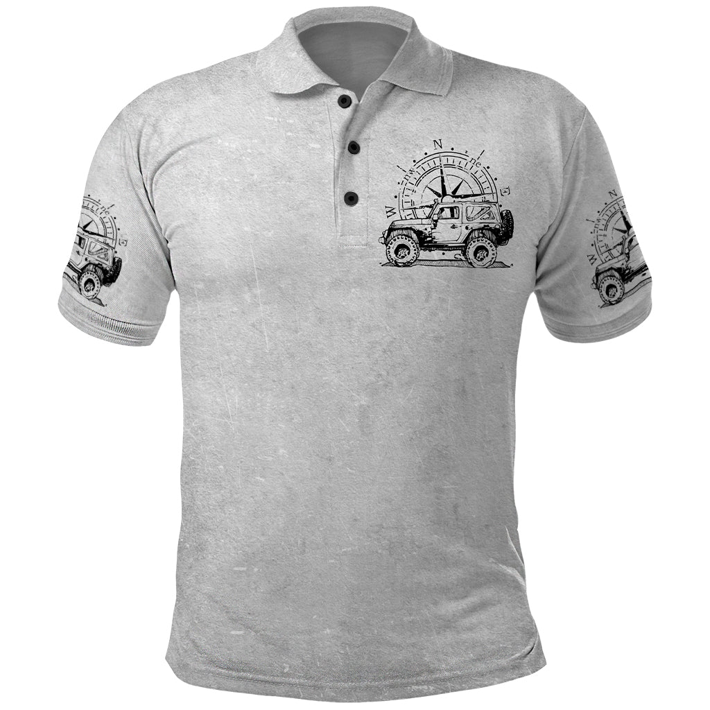 American Jeep Polo Shirt Sketch Art Jeep Life DT01 - The Mazicc - Adult - S - Gray