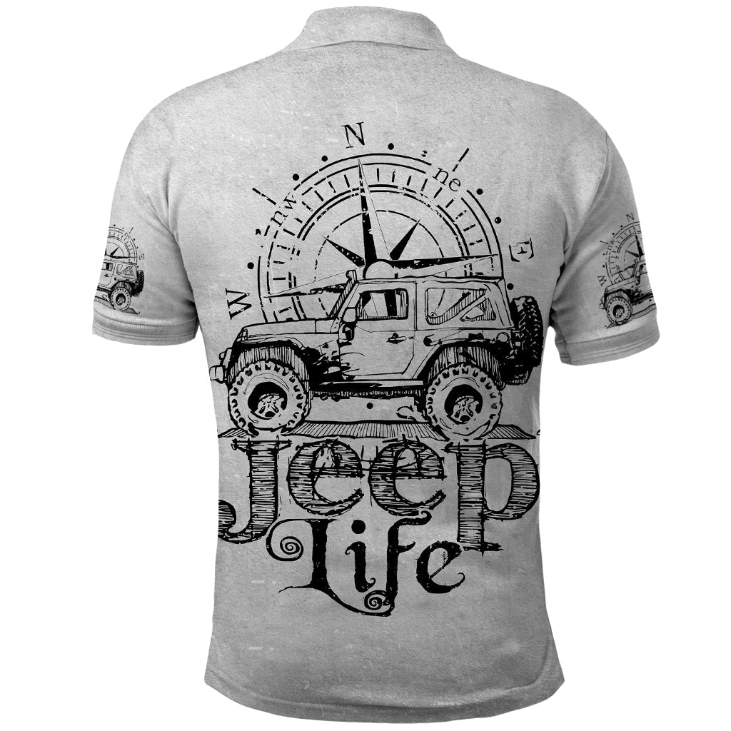 American Jeep Polo Shirt Sketch Art Jeep Life DT01 - The Mazicc - Adult - S - Gray