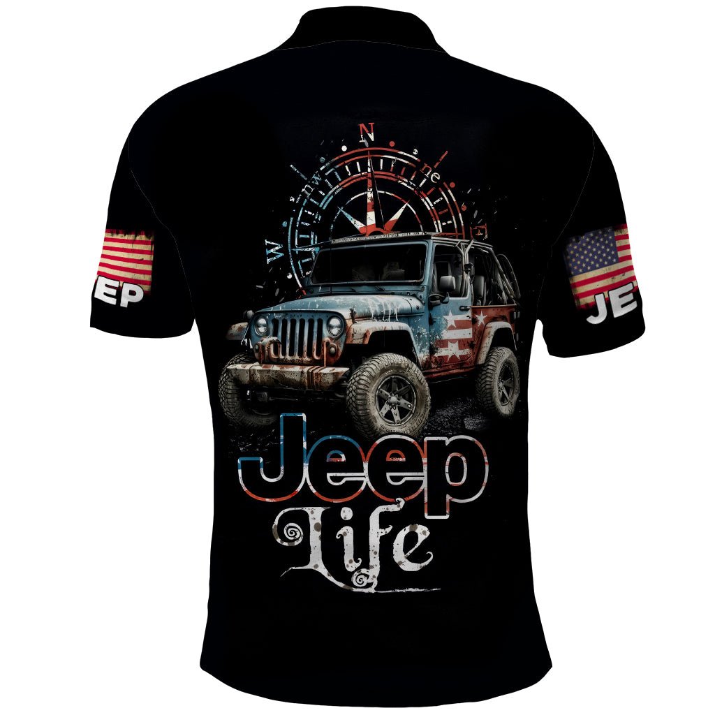 American Jeep Polo Shirt Vintage Jeep Life DT01 - The Mazicc - Adult - S - Black