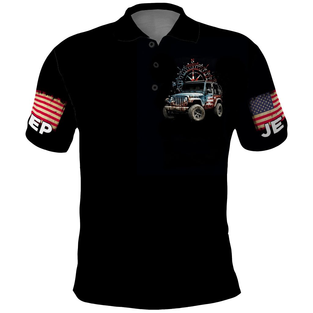 American Jeep Polo Shirt Vintage Jeep Life DT01 - The Mazicc - Adult - S - Black
