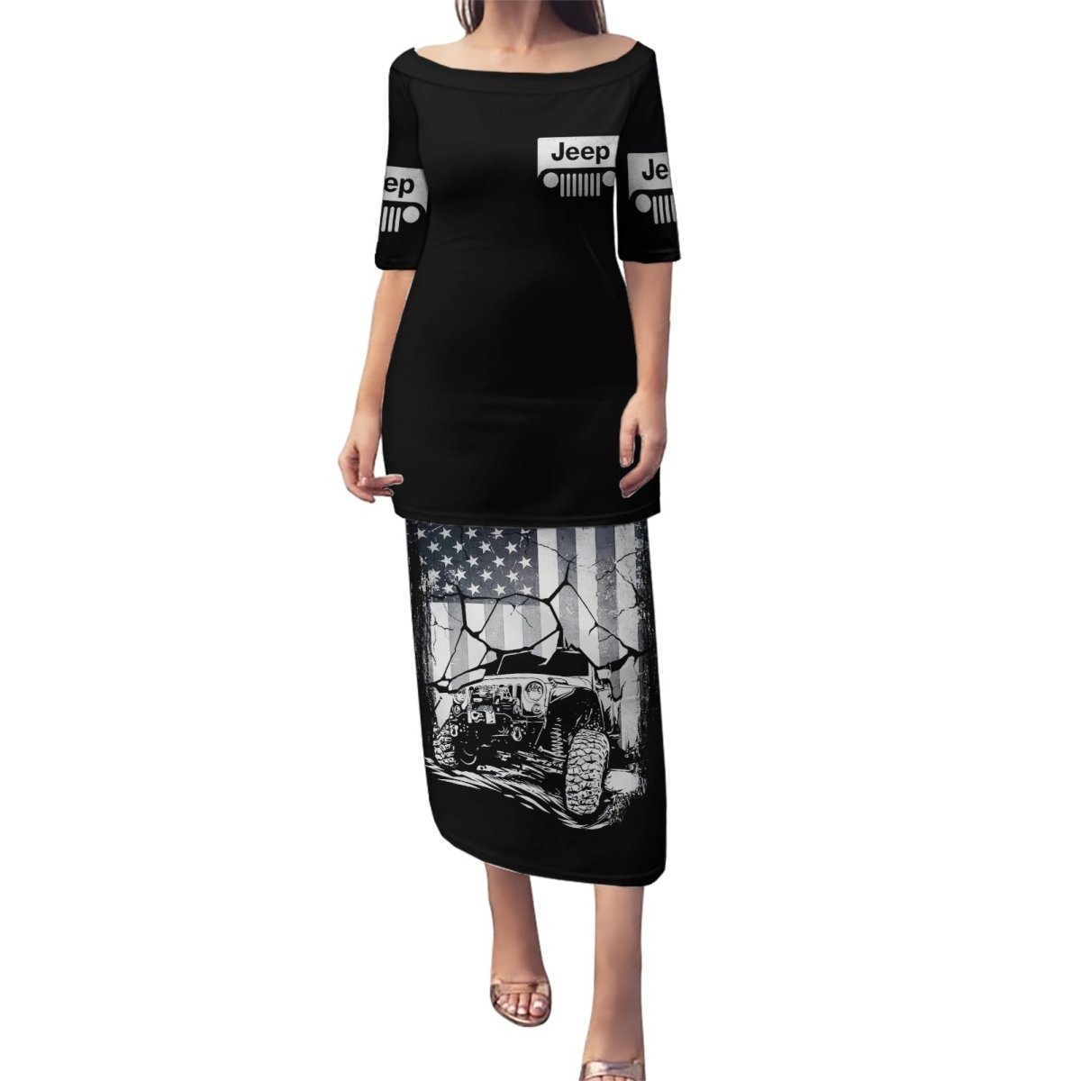 American Jeep Puletasi American Flag But Did You Die DT01 - The Mazicc - Long Dress - S - White