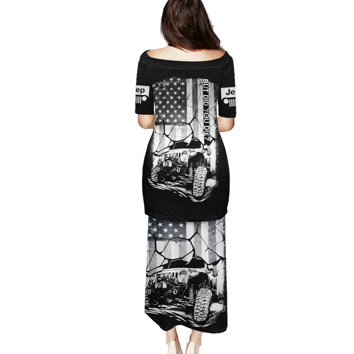 American Jeep Puletasi American Flag But Did You Die DT01 - The Mazicc - Long Dress - S - White
