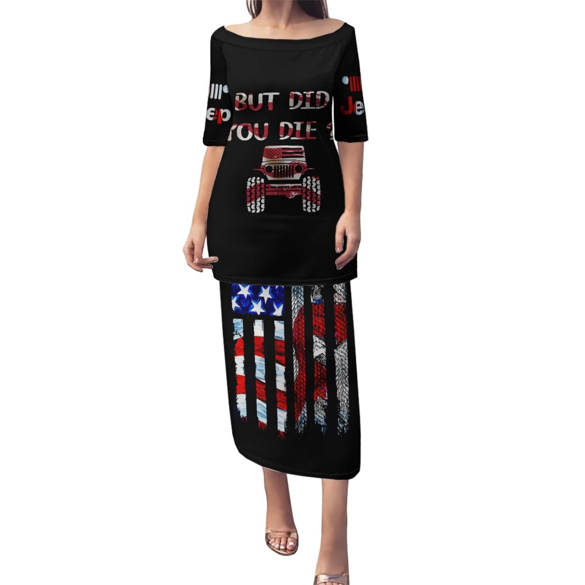 American Jeep Puletasi American Flag Jeep Life DT01 - The Mazicc - Long Dress - S - Black