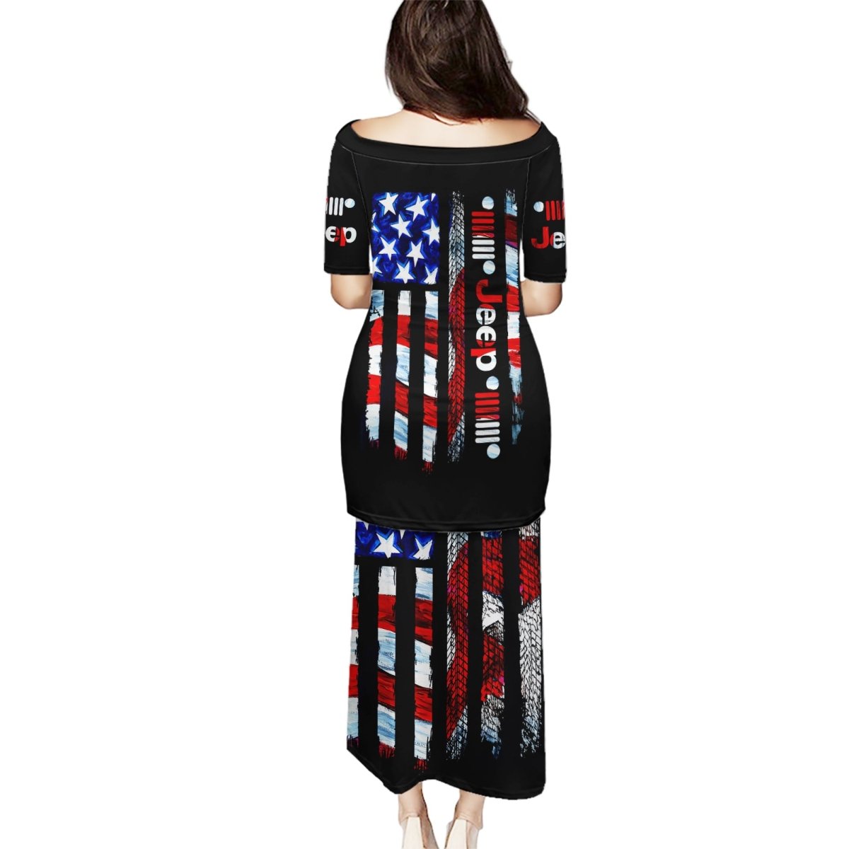 American Jeep Puletasi American Flag Jeep Life DT01 - The Mazicc - Long Dress - S - Black