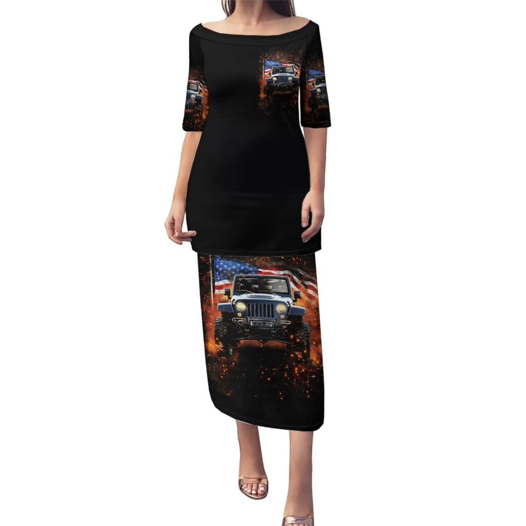 American Jeep Puletasi I'm The Black Jeep Of The Family DT01 - The Mazicc - Long Dress - S - Black