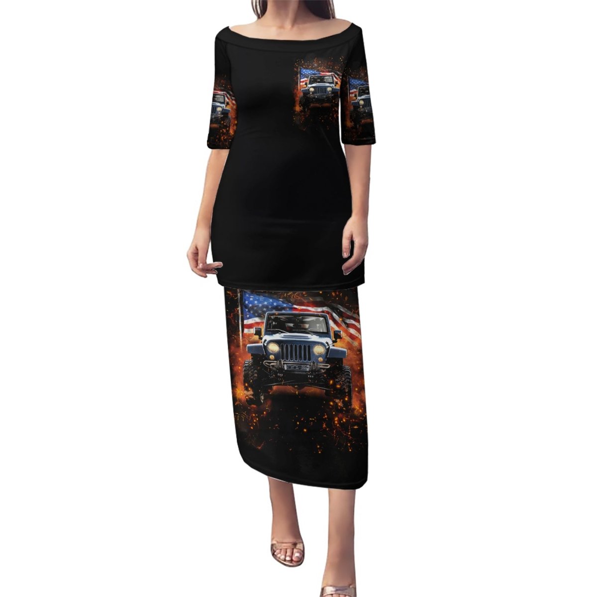 American Jeep Puletasi I'm The Black Jeep Of The Family DT01 - The Mazicc - Long Dress - S - Black