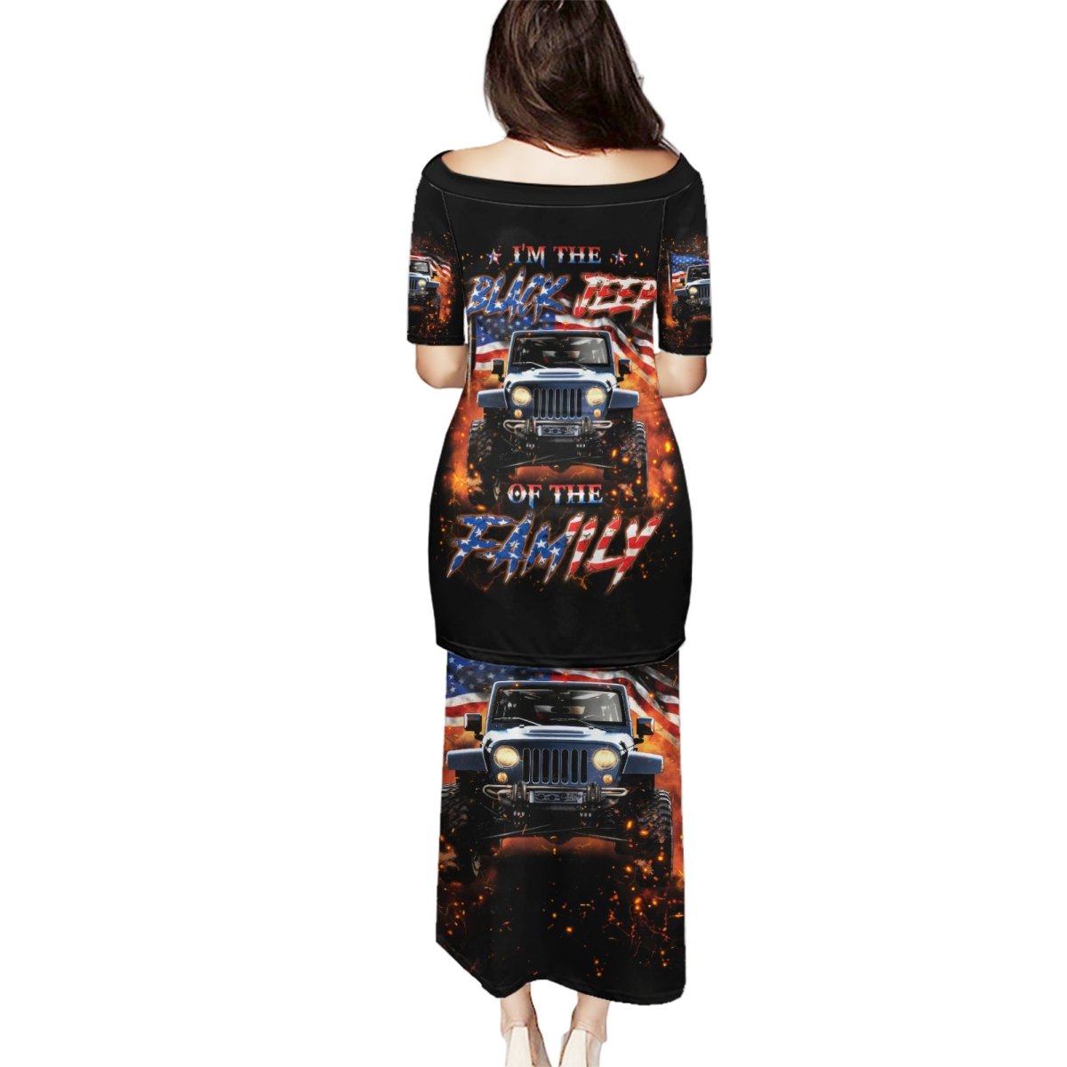 American Jeep Puletasi I'm The Black Jeep Of The Family DT01 - The Mazicc - Long Dress - S - Black
