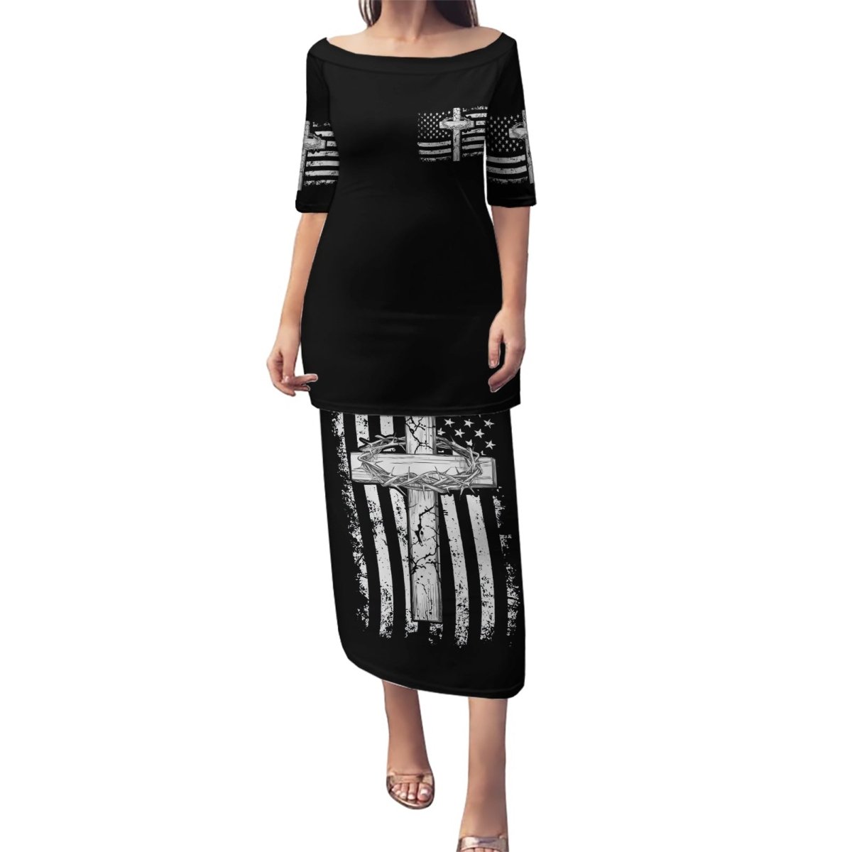American Jeep Puletasi One Nation Under God DT01 - The Mazicc - Long Dress - S - Black