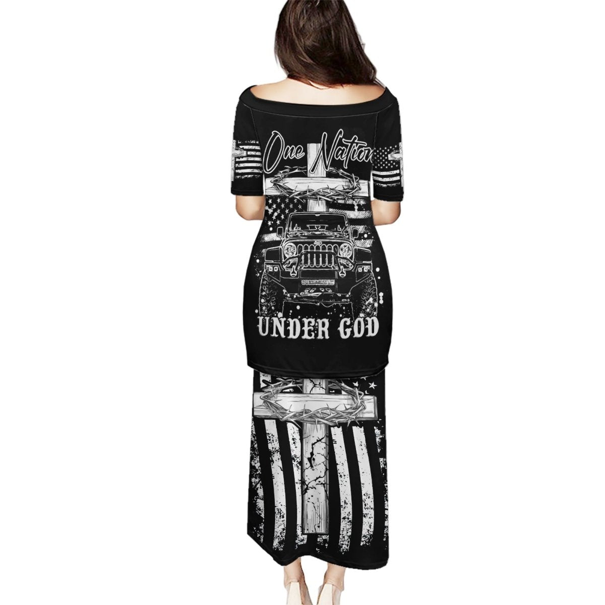 American Jeep Puletasi One Nation Under God DT01 - The Mazicc - Long Dress - S - Black