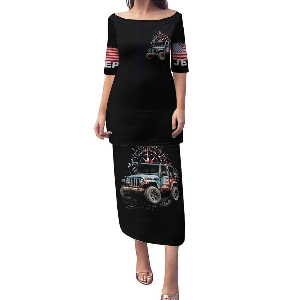 American Jeep Puletasi Vintage Jeep Life DT01 - The Mazicc - Long Dress - S - Black