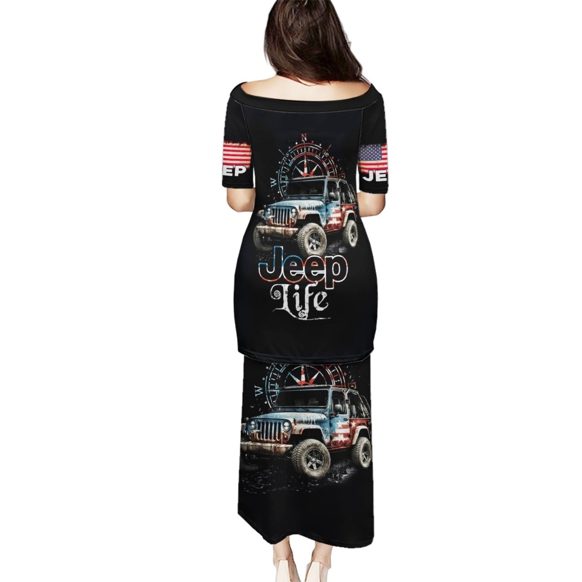 American Jeep Puletasi Vintage Jeep Life DT01 - The Mazicc - Long Dress - S - Black