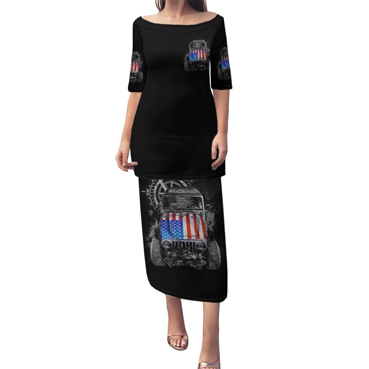 American Jeep Puletasi Vintage Jeep Life DT01 - The Mazicc - Long Dress - S - Black