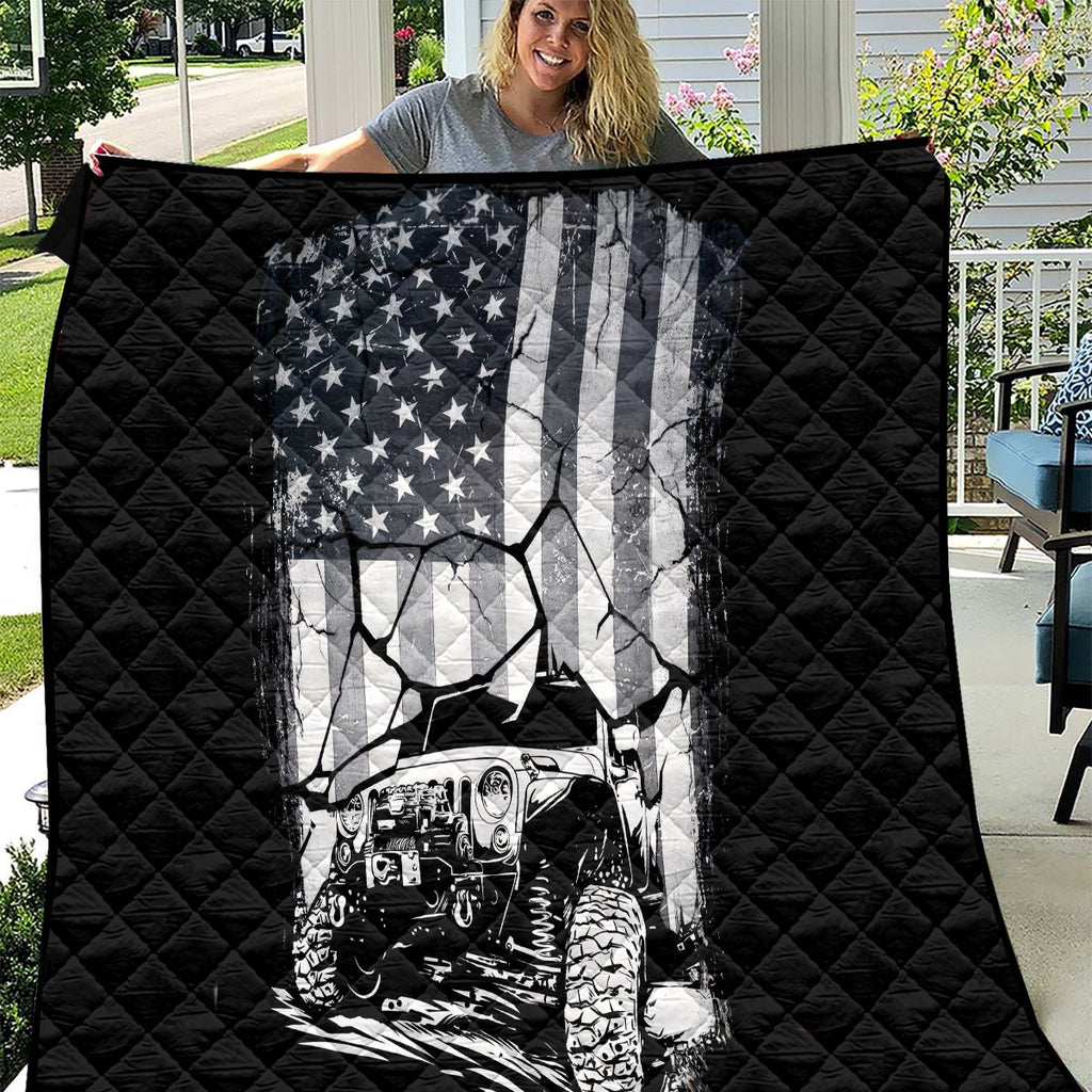 American Jeep Quilt American Flag But Did You Die DT01 - The Mazicc - Single - 130cm x 150cm - White