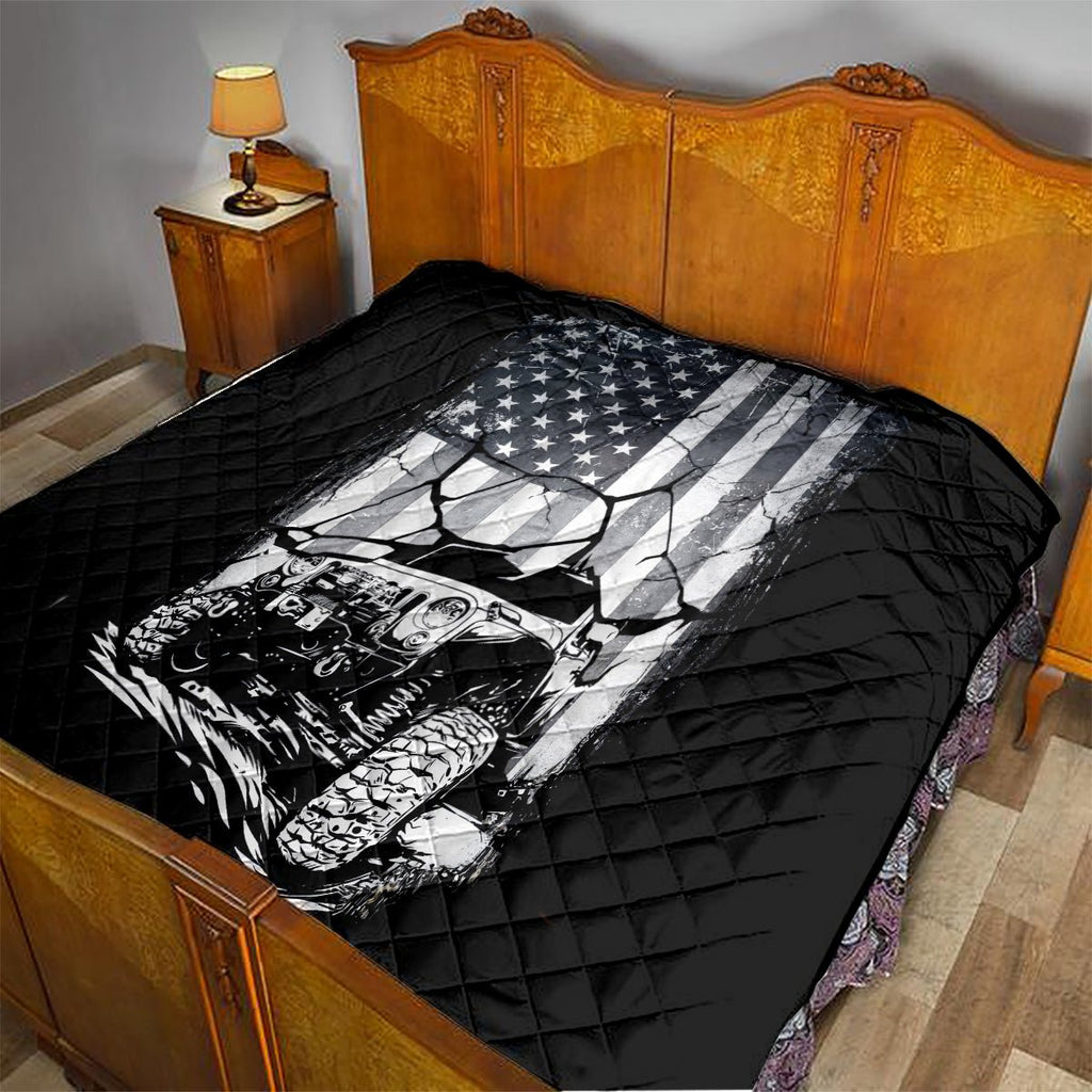 American Jeep Quilt American Flag But Did You Die DT01 - The Mazicc - Single - 130cm x 150cm - White