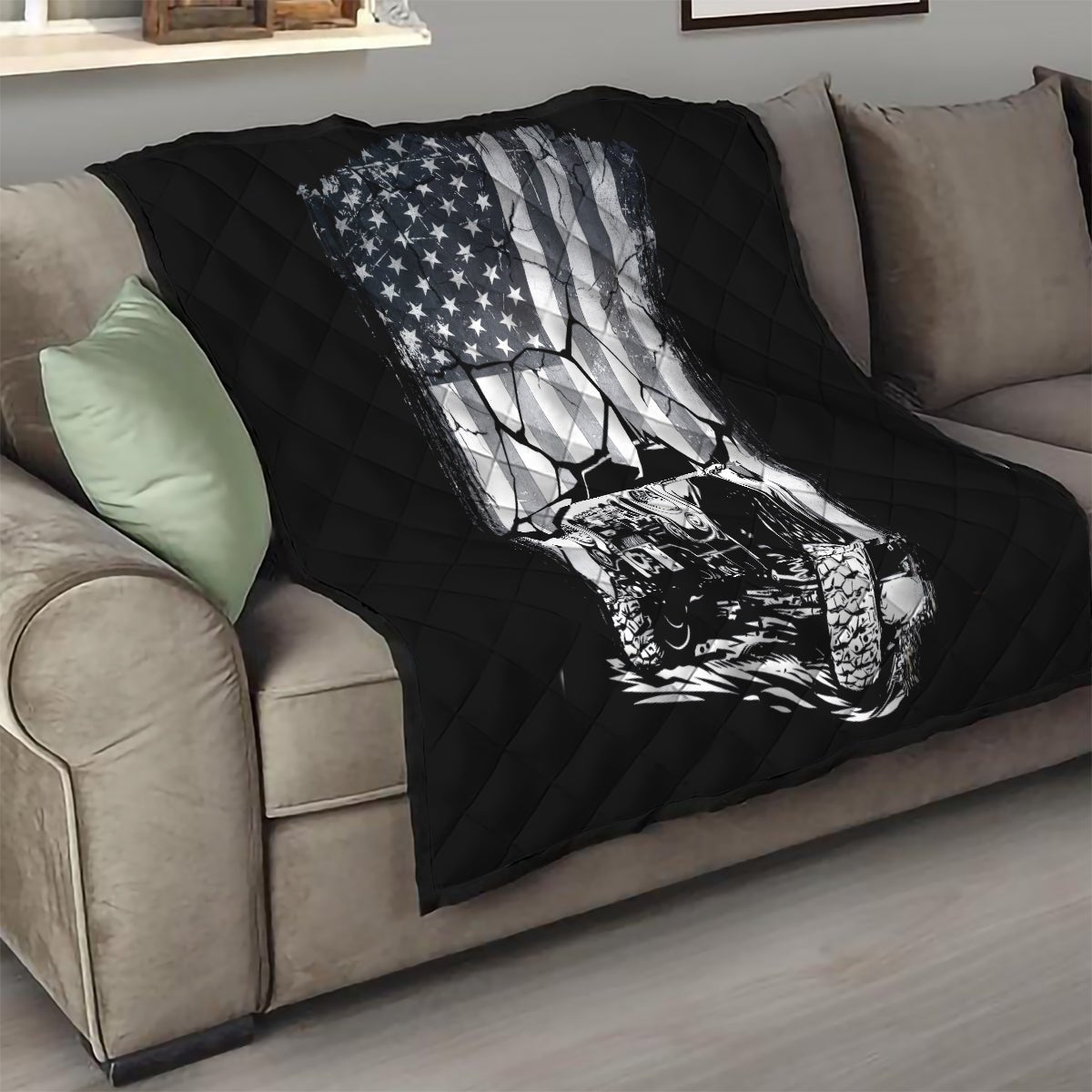 American Jeep Quilt American Flag But Did You Die DT01 - The Mazicc - Single - 130cm x 150cm - White