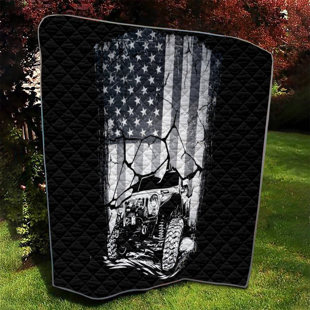American Jeep Quilt American Flag But Did You Die DT01 - The Mazicc - Single - 130cm x 150cm - White