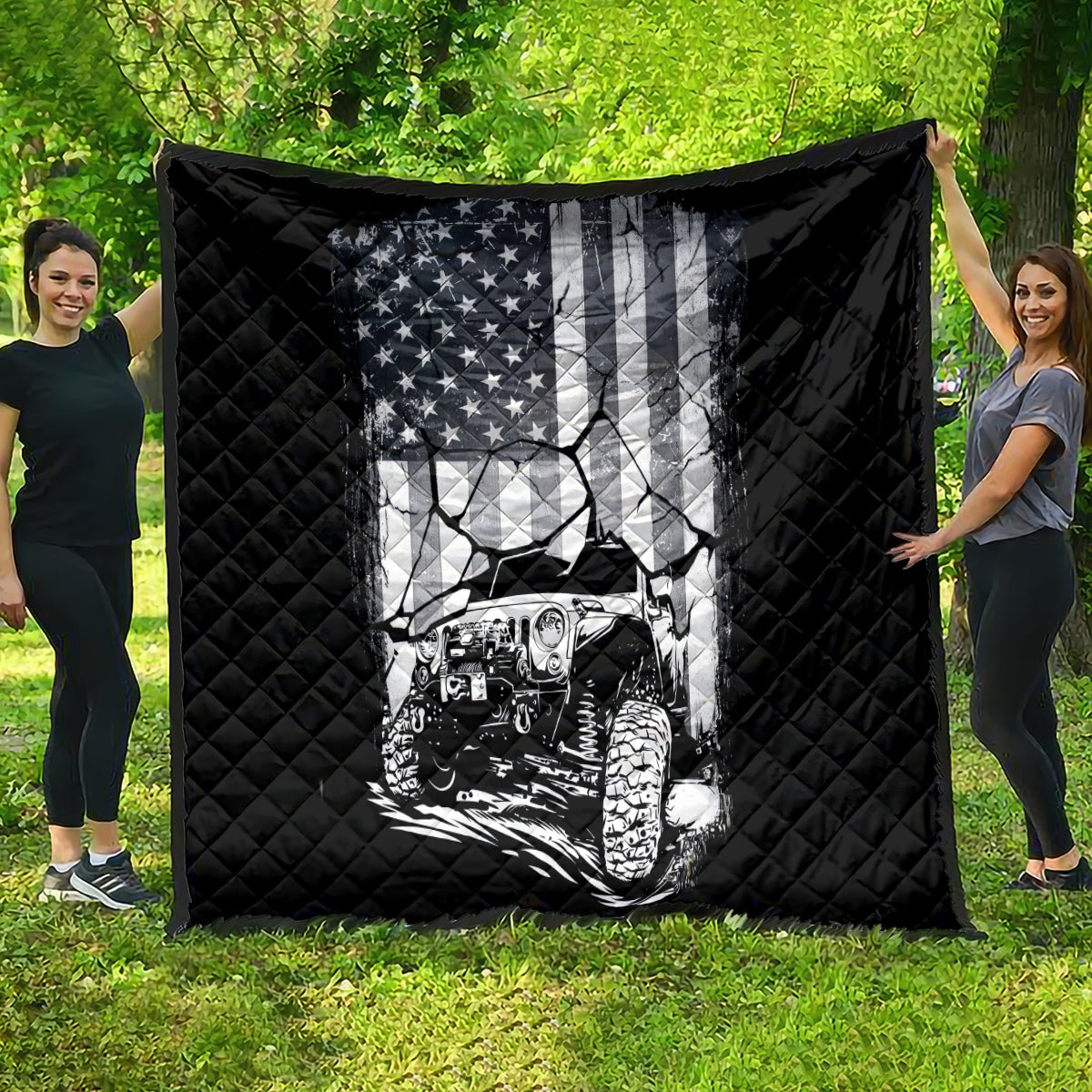 American Jeep Quilt American Flag But Did You Die DT01 - The Mazicc - Single - 130cm x 150cm - White
