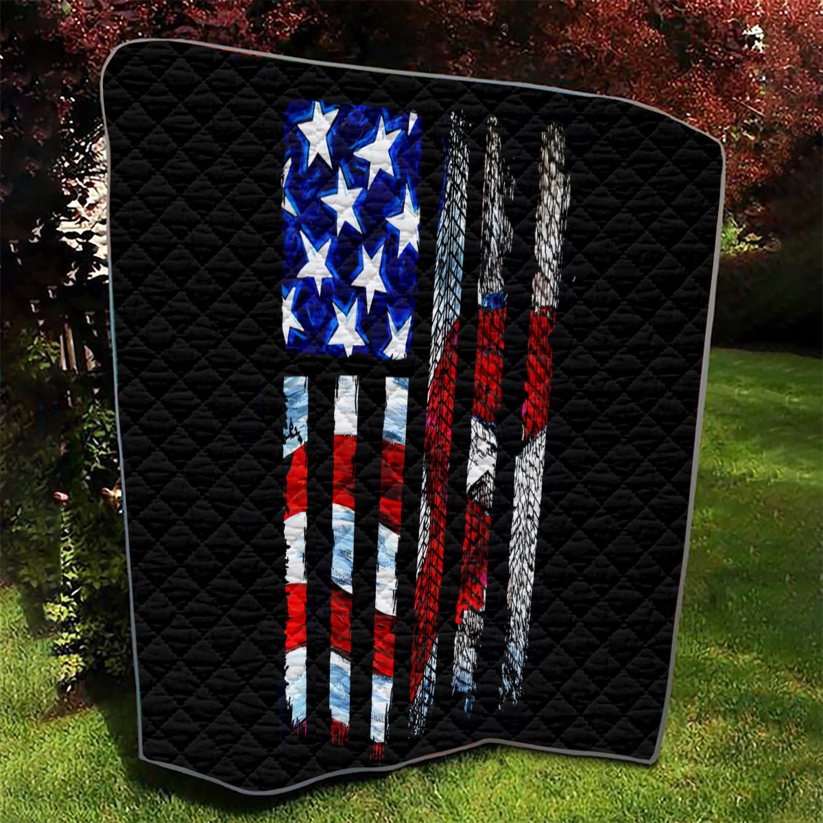 American Jeep Quilt American Flag Jeep Life DT01 - The Mazicc - Single - 130cm x 150cm - Black