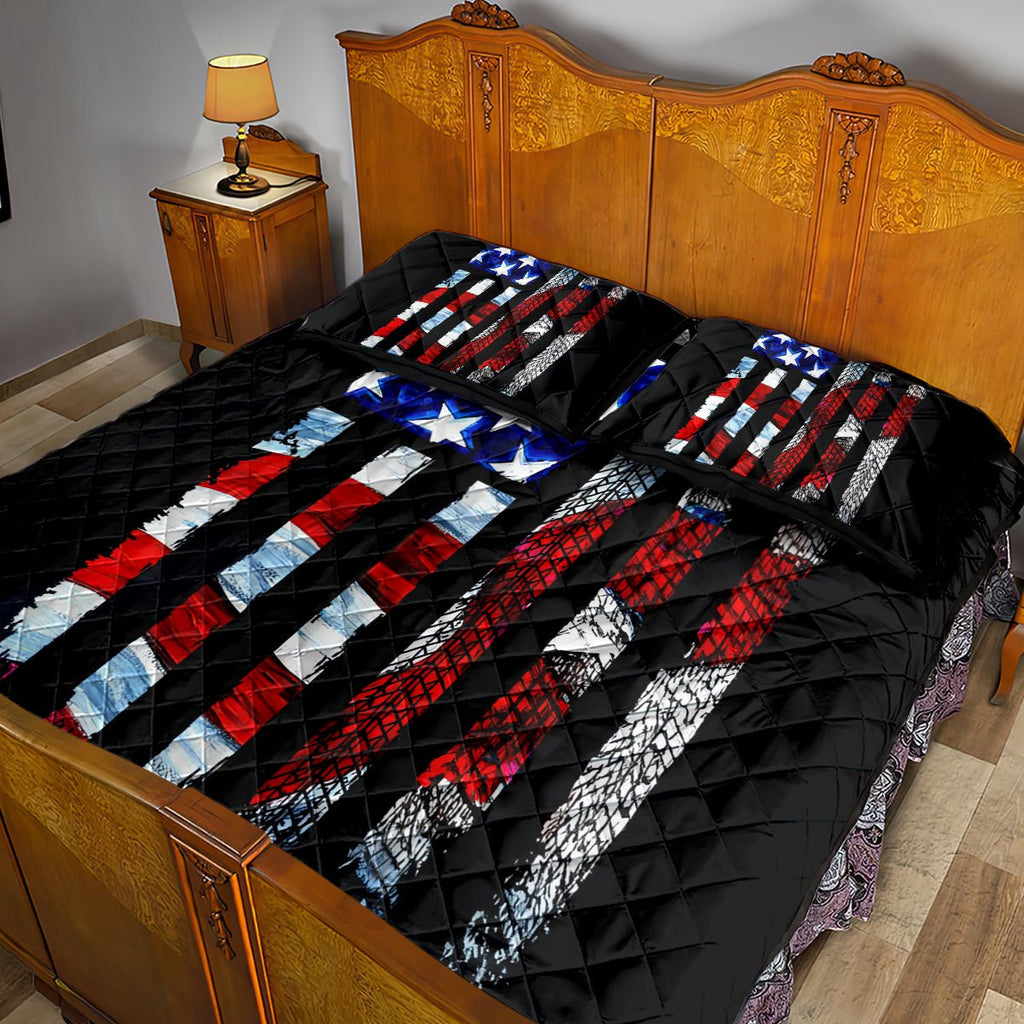 American Jeep Quilt Bed Set American Flag Jeep Life DT01 - The Mazicc - Twin - 190cm x 216cm - Black