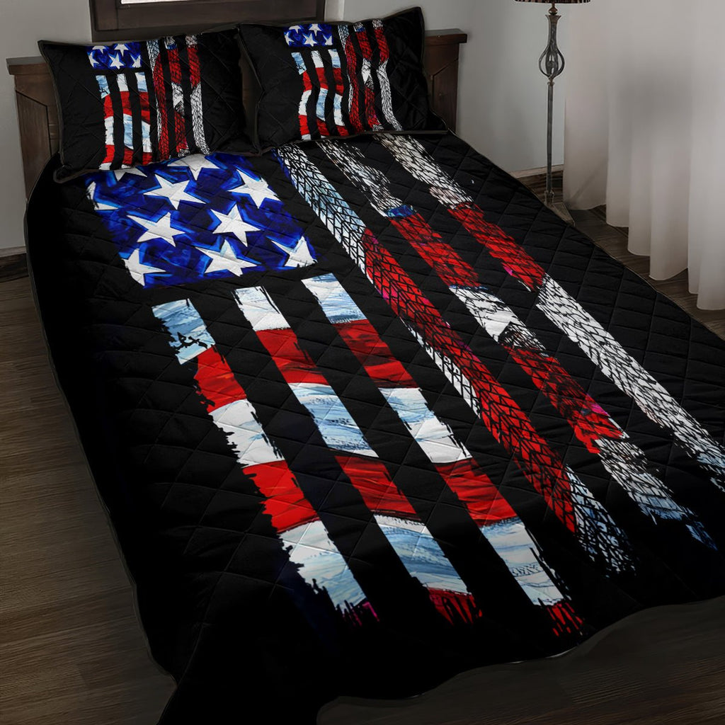 American Jeep Quilt Bed Set American Flag Jeep Life DT01 - The Mazicc - Twin - 190cm x 216cm - Black
