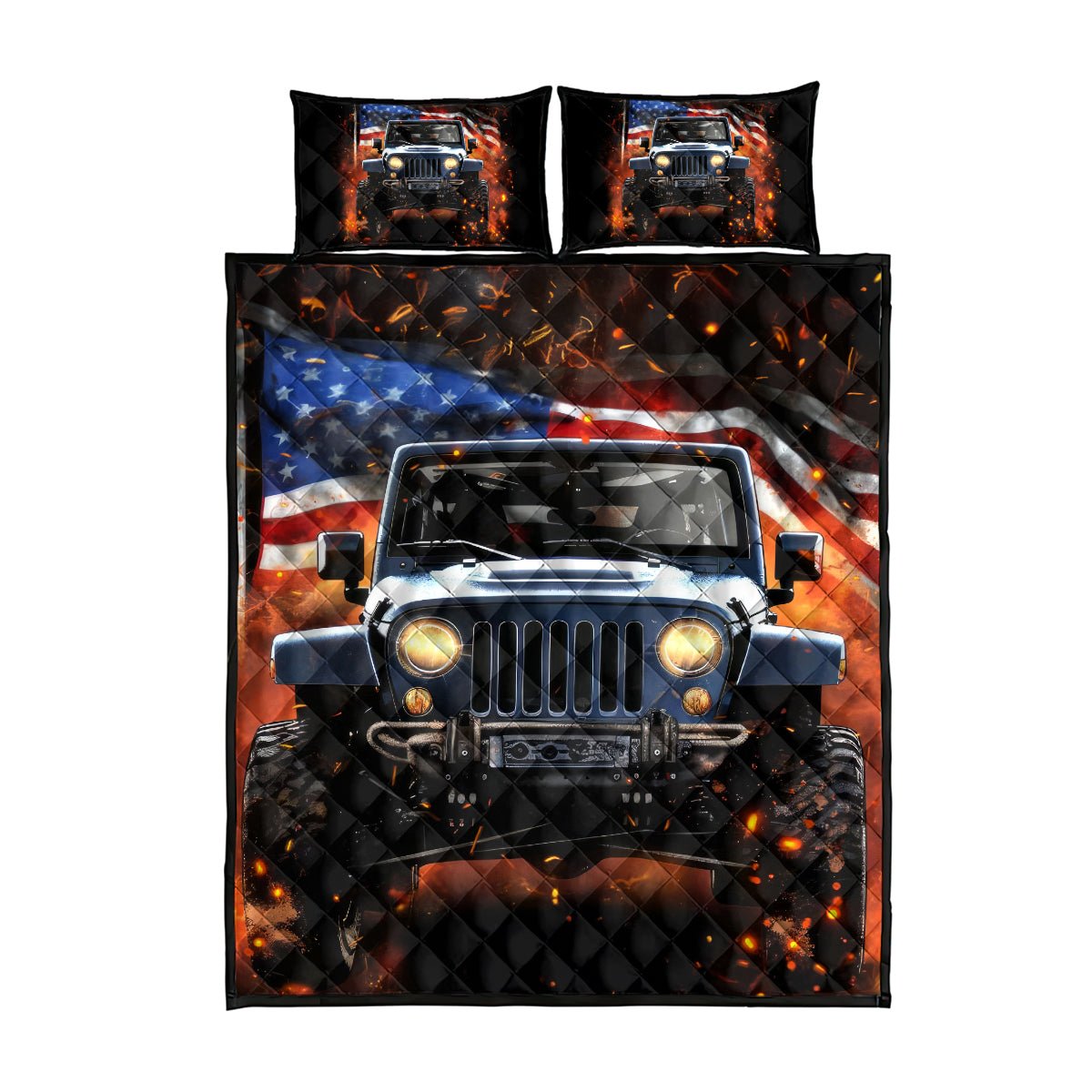 American Jeep Quilt Bed Set I'm The Black Jeep Of The Family DT01 - The Mazicc - Twin - 190cm x 216cm - Black