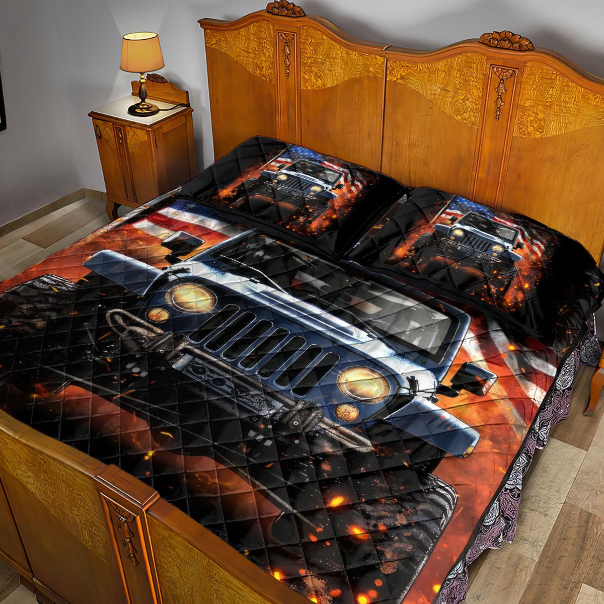 American Jeep Quilt Bed Set I'm The Black Jeep Of The Family DT01 - The Mazicc - Twin - 190cm x 216cm - Black