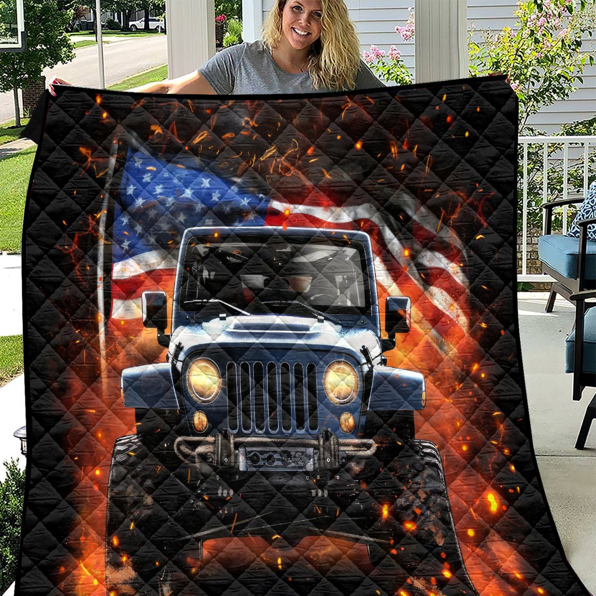American Jeep Quilt I'm The Black Jeep Of The Family DT01 - The Mazicc - Single - 130cm x 150cm - Black