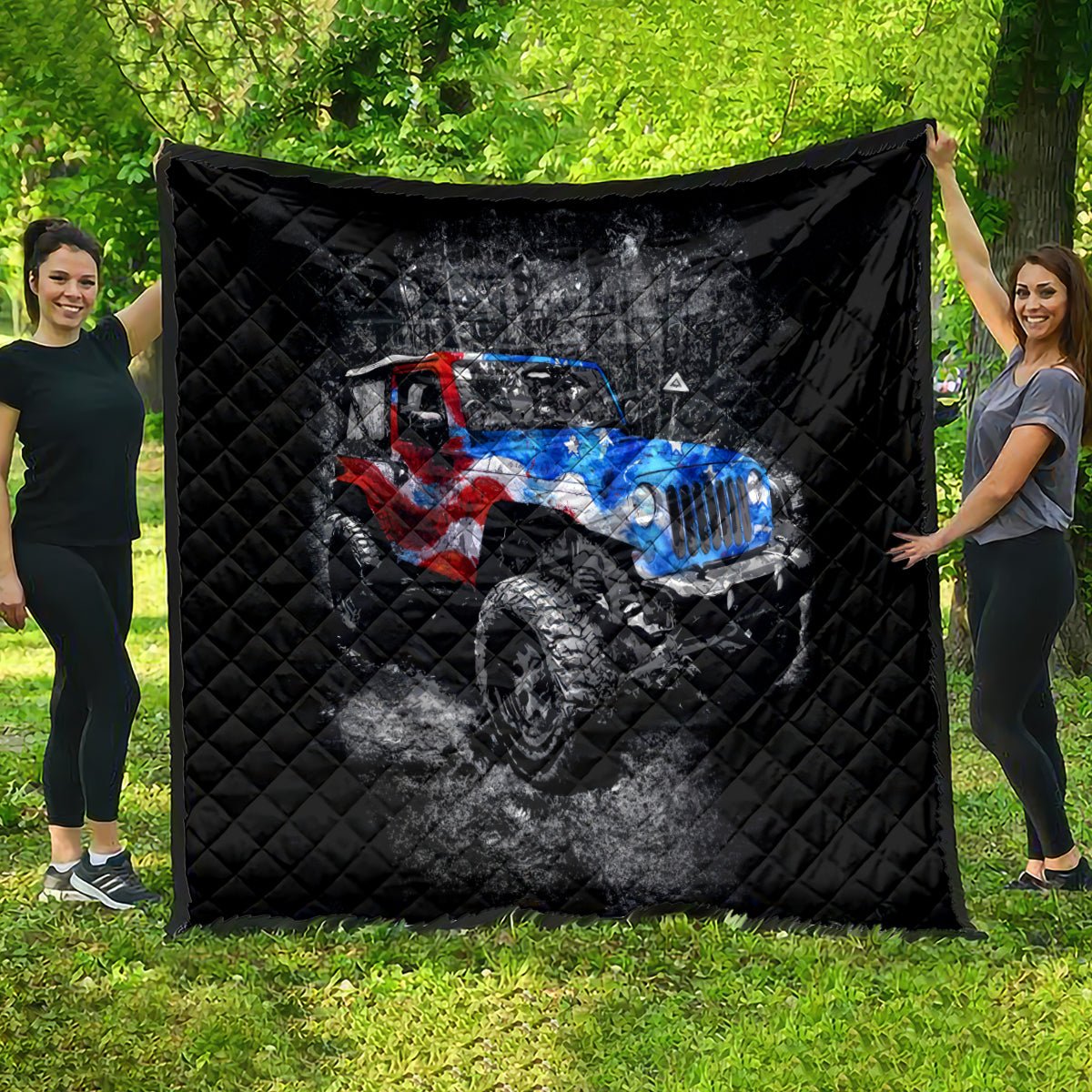 American Jeep Quilt Jeep Girls Like It Dirty DT01 - The Mazicc - Single - 130cm x 150cm - Black
