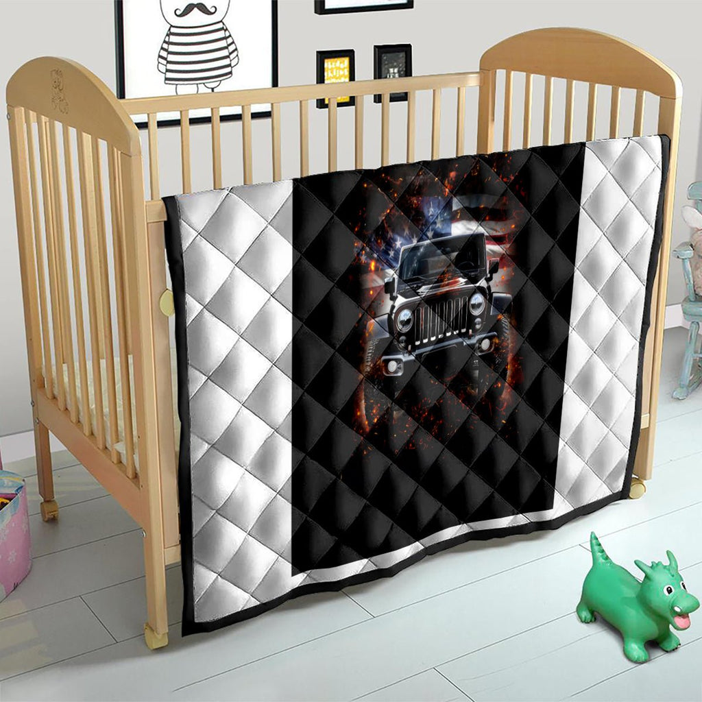 American Jeep Quilt Never Underestimate An Old Man With A Jeep DT01 - The Mazicc - Single - 130cm x 150cm - Black