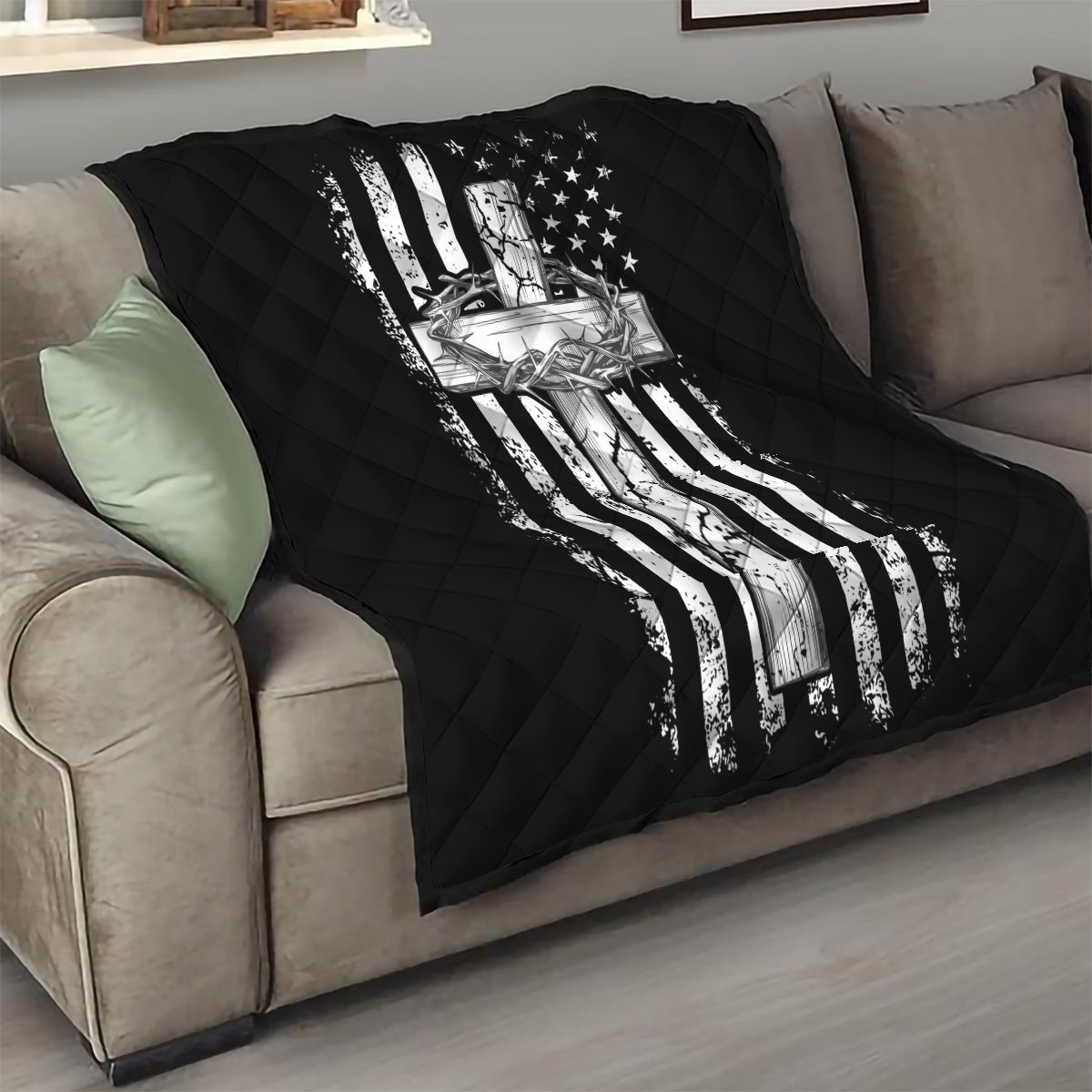 American Jeep Quilt One Nation Under God DT01 - The Mazicc - Single - 130cm x 150cm - Black