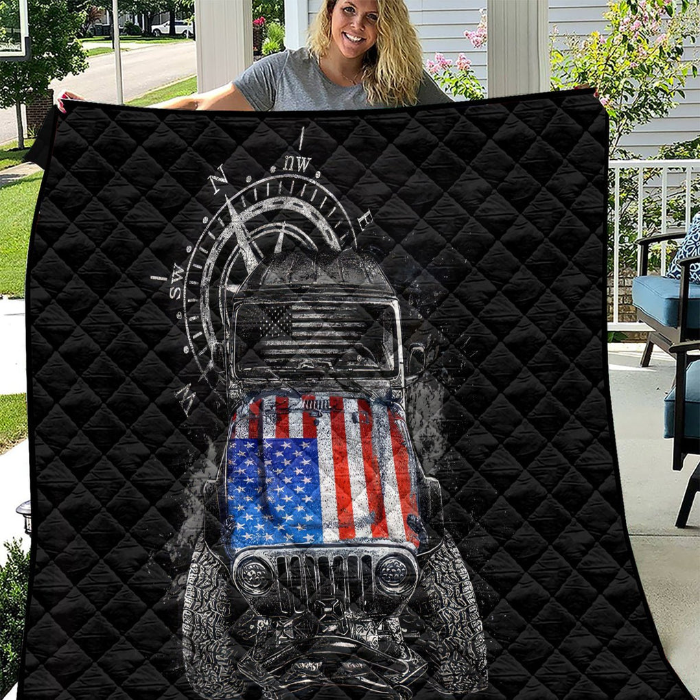 American Jeep Quilt Vintage Jeep Life DT01 - The Mazicc - Single - 130cm x 150cm - Black