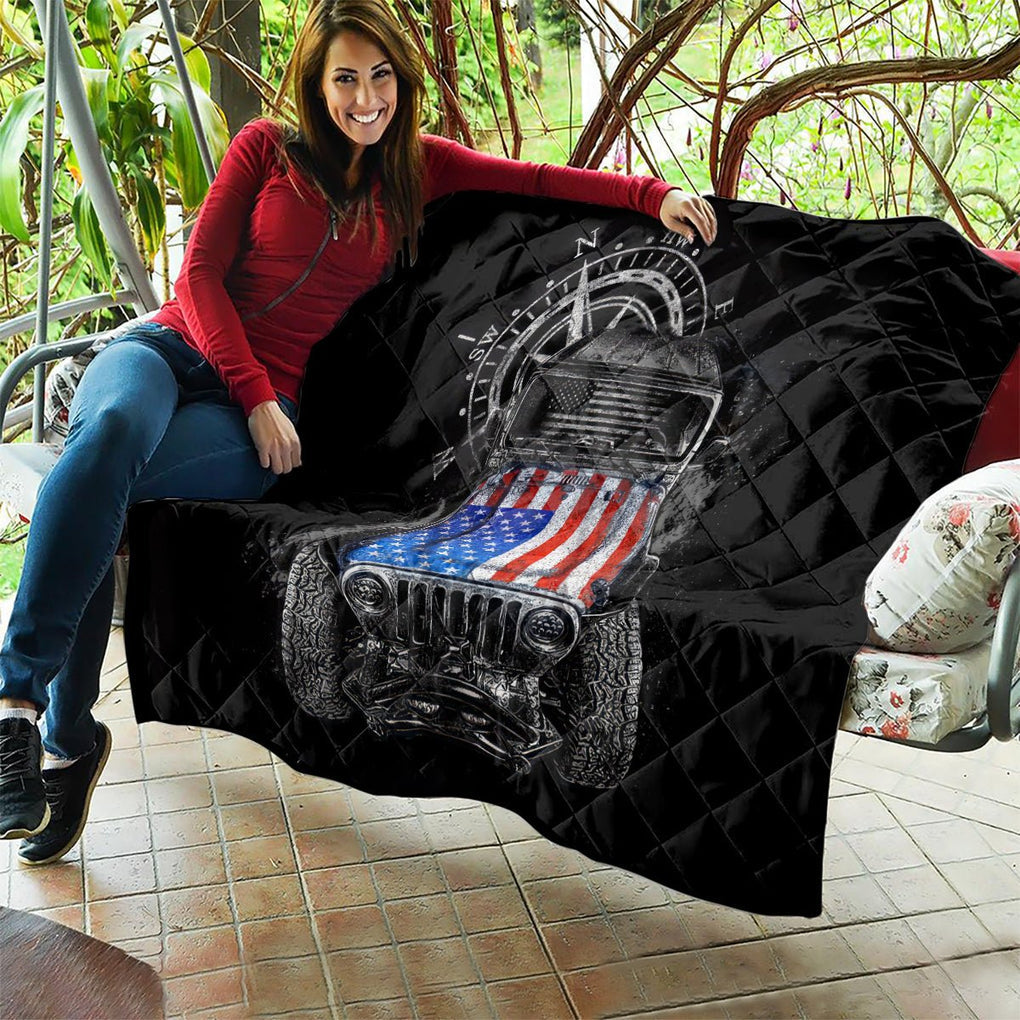 American Jeep Quilt Vintage Jeep Life DT01 - The Mazicc - Single - 130cm x 150cm - Black