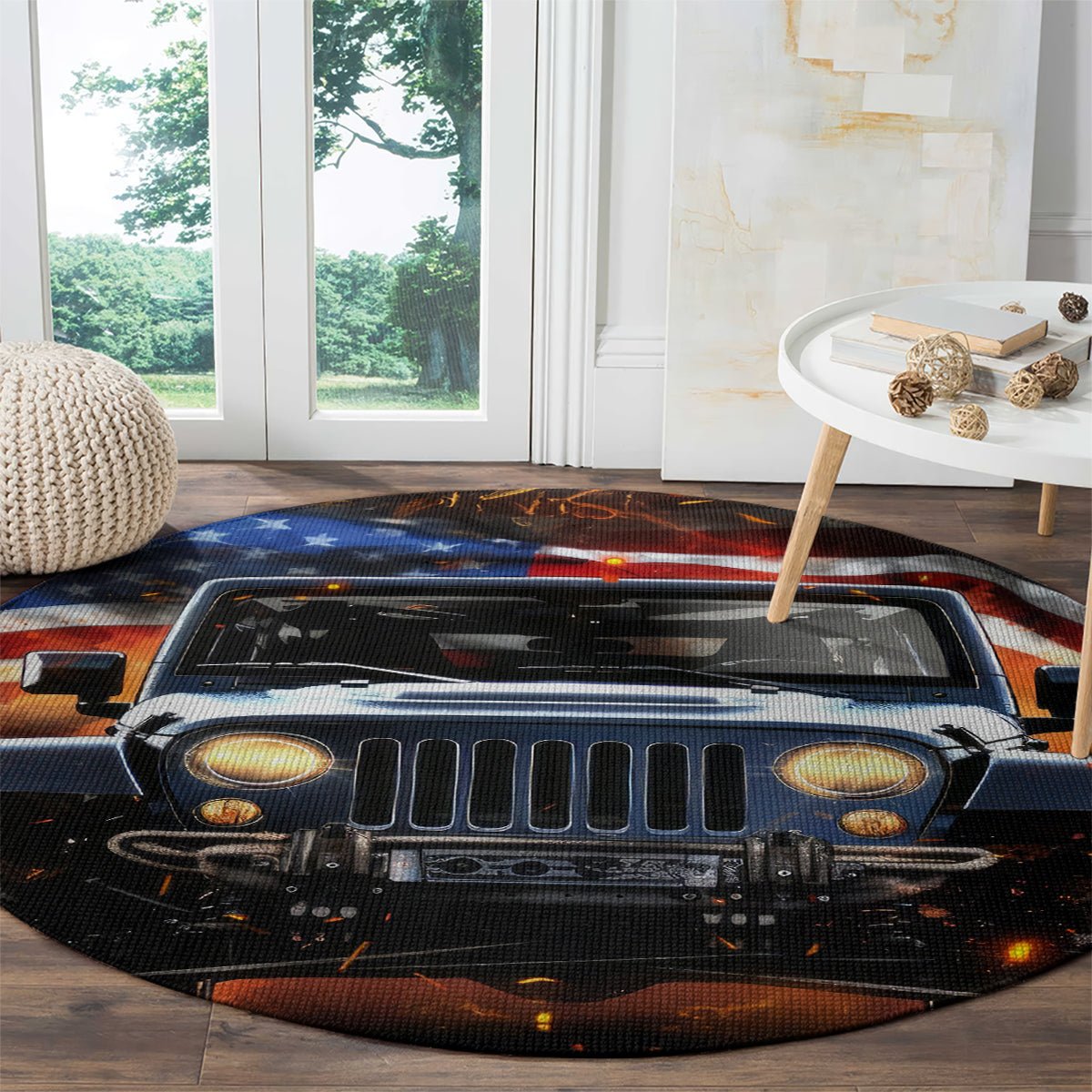 American Jeep Round Carpet I'm The Black Jeep Of The Family DT01 - The Mazicc - S - 23.6 inches / 60 cm - Black