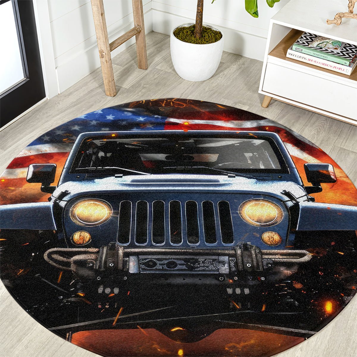 American Jeep Round Carpet I'm The Black Jeep Of The Family DT01 - The Mazicc - S - 23.6 inches / 60 cm - Black