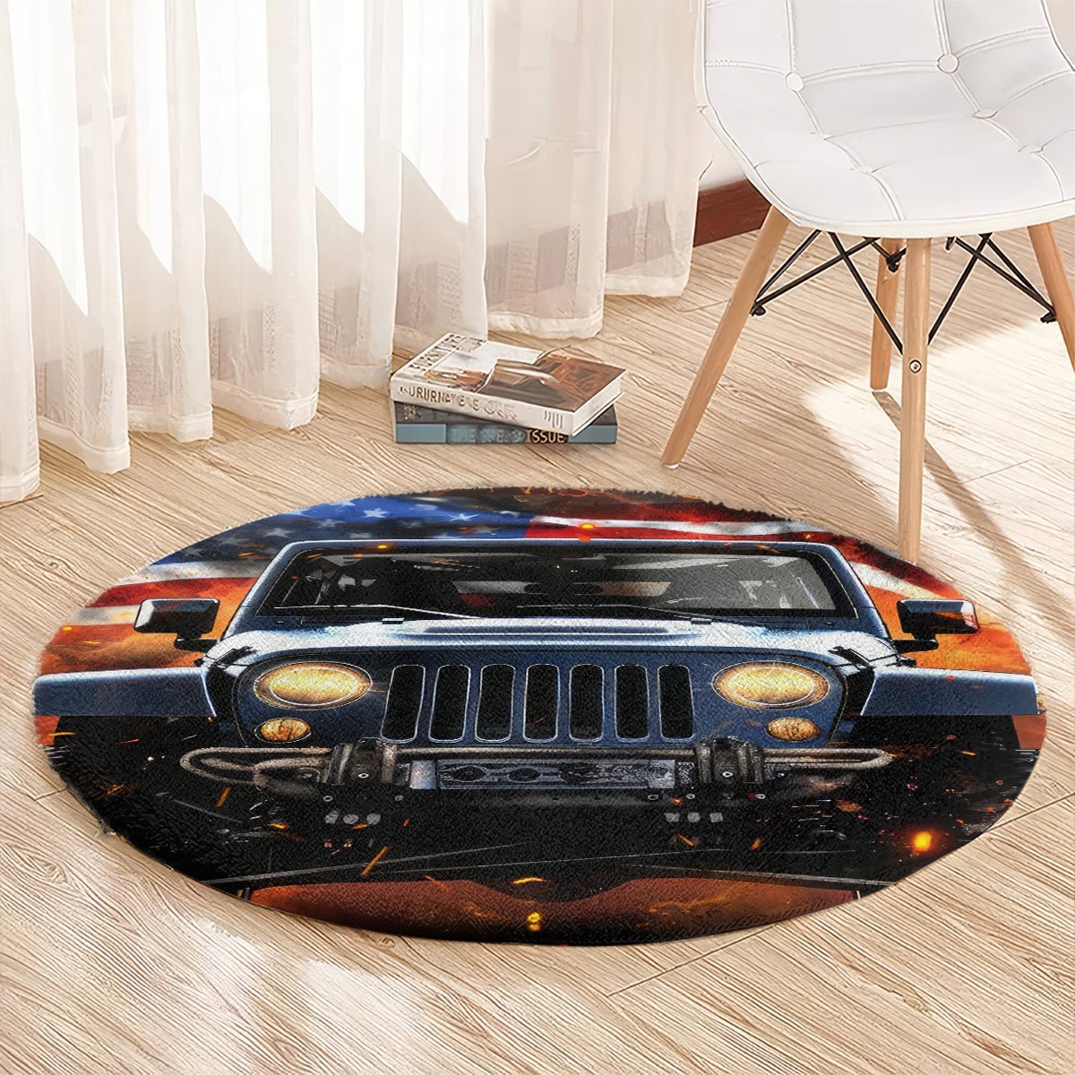American Jeep Round Carpet I'm The Black Jeep Of The Family DT01 - The Mazicc - S - 23.6 inches / 60 cm - Black