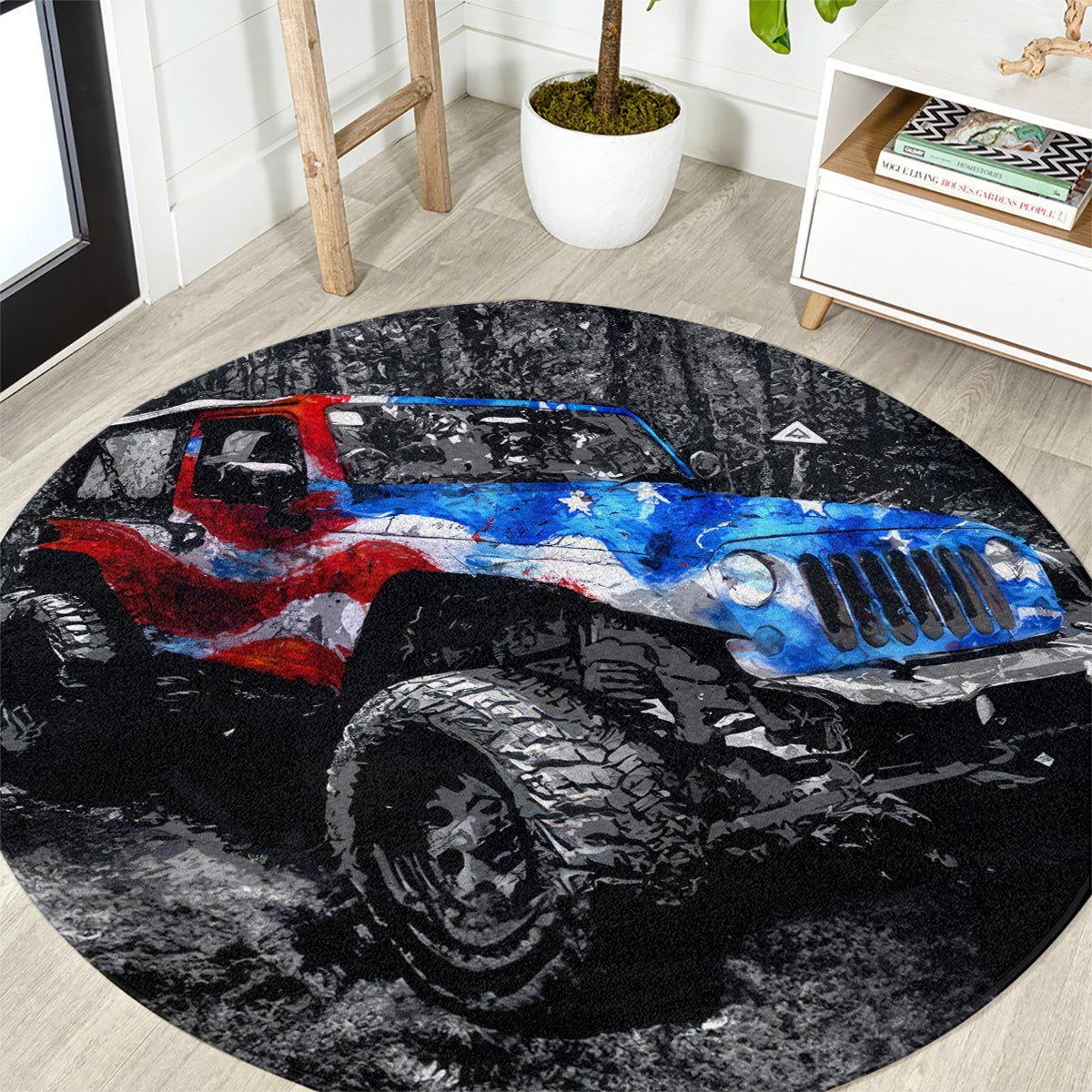 American Jeep Round Carpet Jeep Girls Like It Dirty DT01 - The Mazicc - S - 23.6 inches / 60 cm - Black