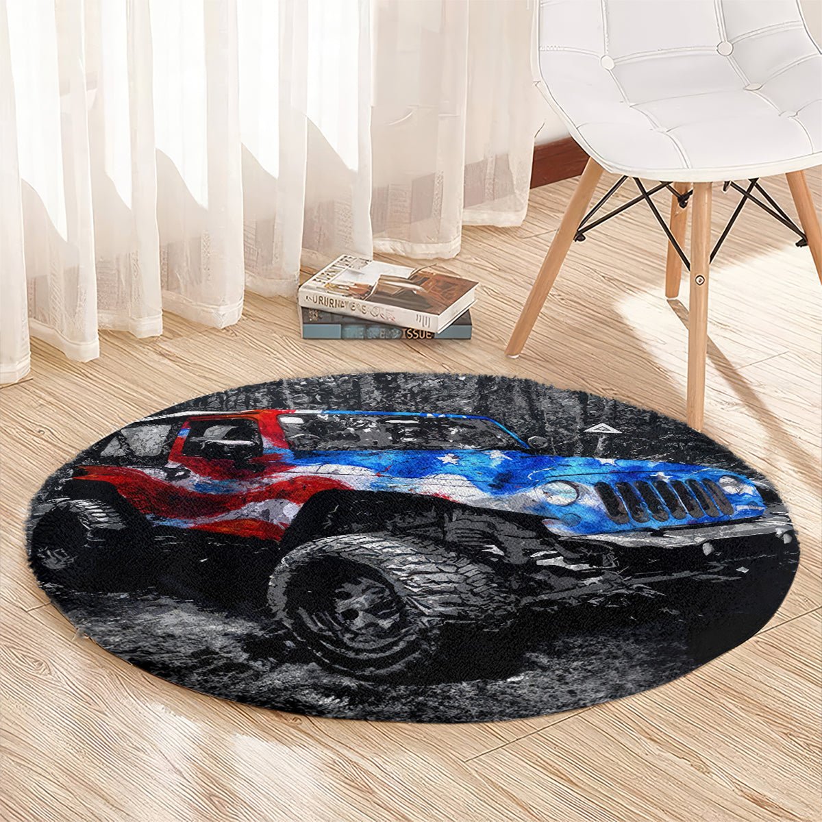 American Jeep Round Carpet Jeep Girls Like It Dirty DT01 - The Mazicc - S - 23.6 inches / 60 cm - Black