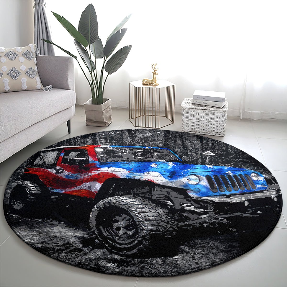 American Jeep Round Carpet Jeep Girls Like It Dirty DT01 - The Mazicc - S - 23.6 inches / 60 cm - Black