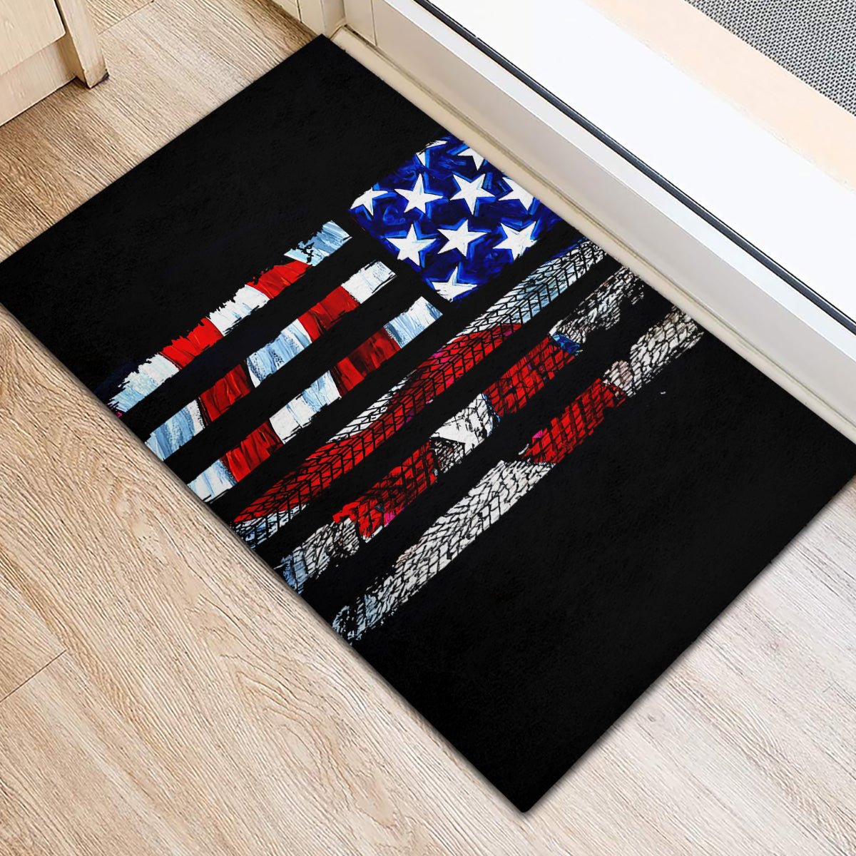 American Jeep Rubber Doormat American Flag Jeep Life DT01 - The Mazicc - S - 40cm x 60cm - Black