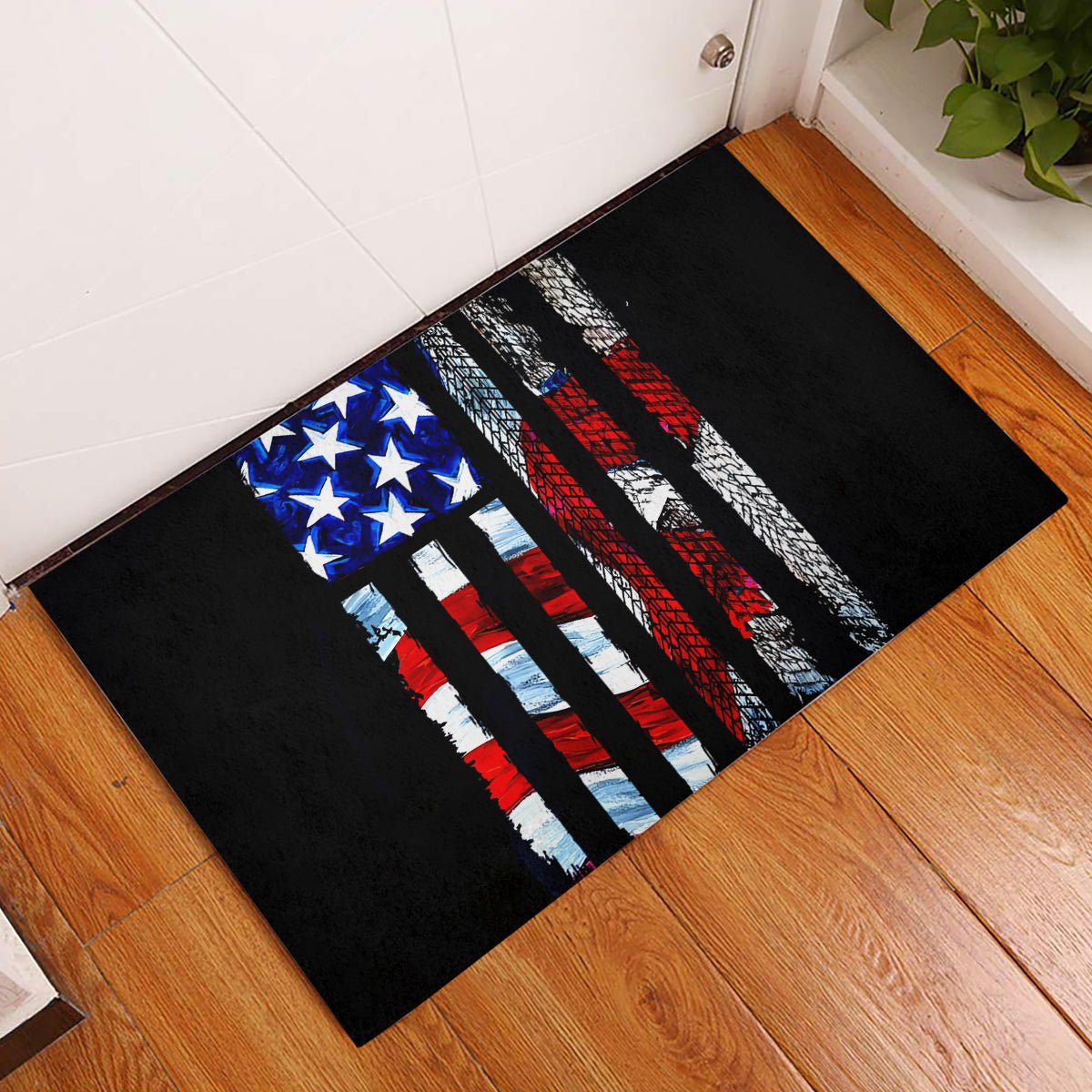 American Jeep Rubber Doormat American Flag Jeep Life DT01 - The Mazicc - S - 40cm x 60cm - Black