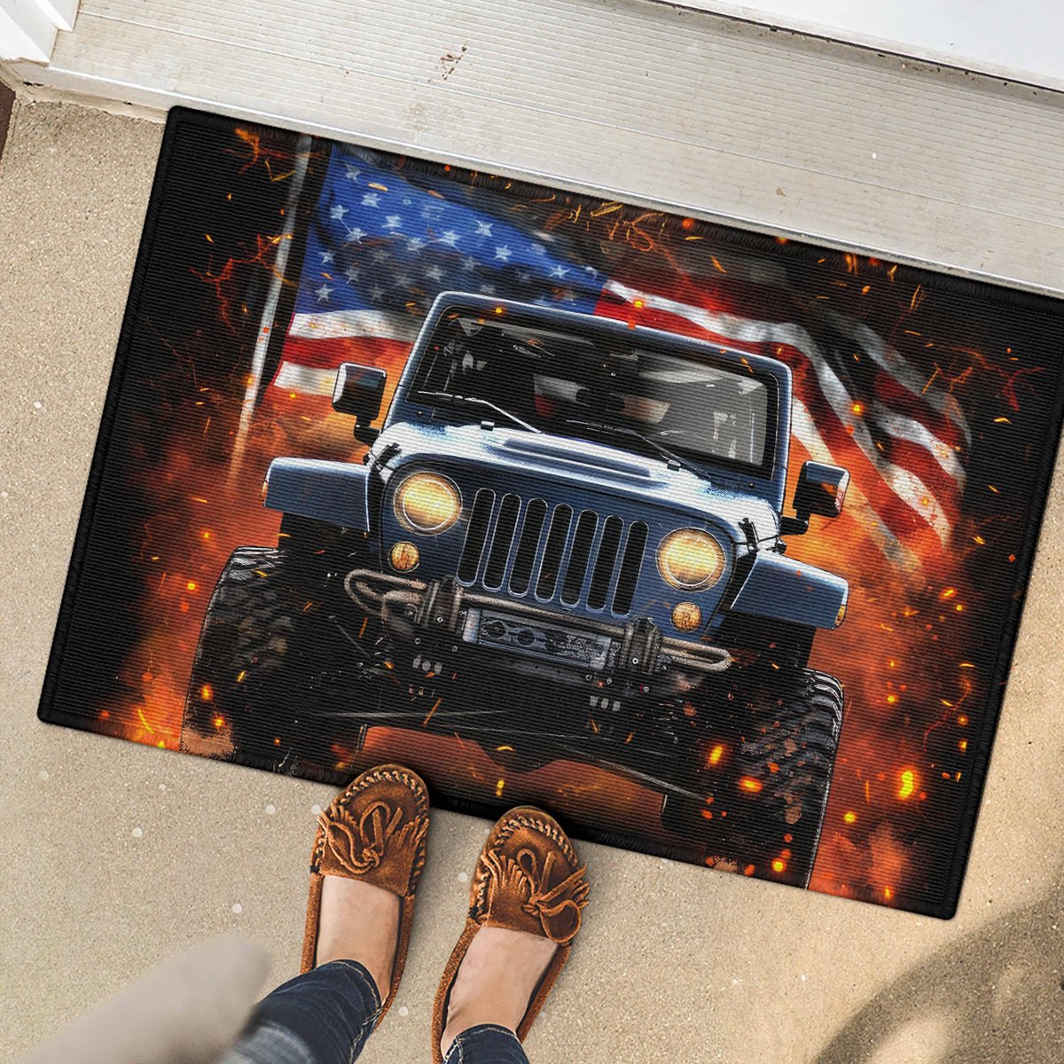 American Jeep Rubber Doormat I'm The Black Jeep Of The Family DT01 - The Mazicc - S - 40cm x 60cm - Black