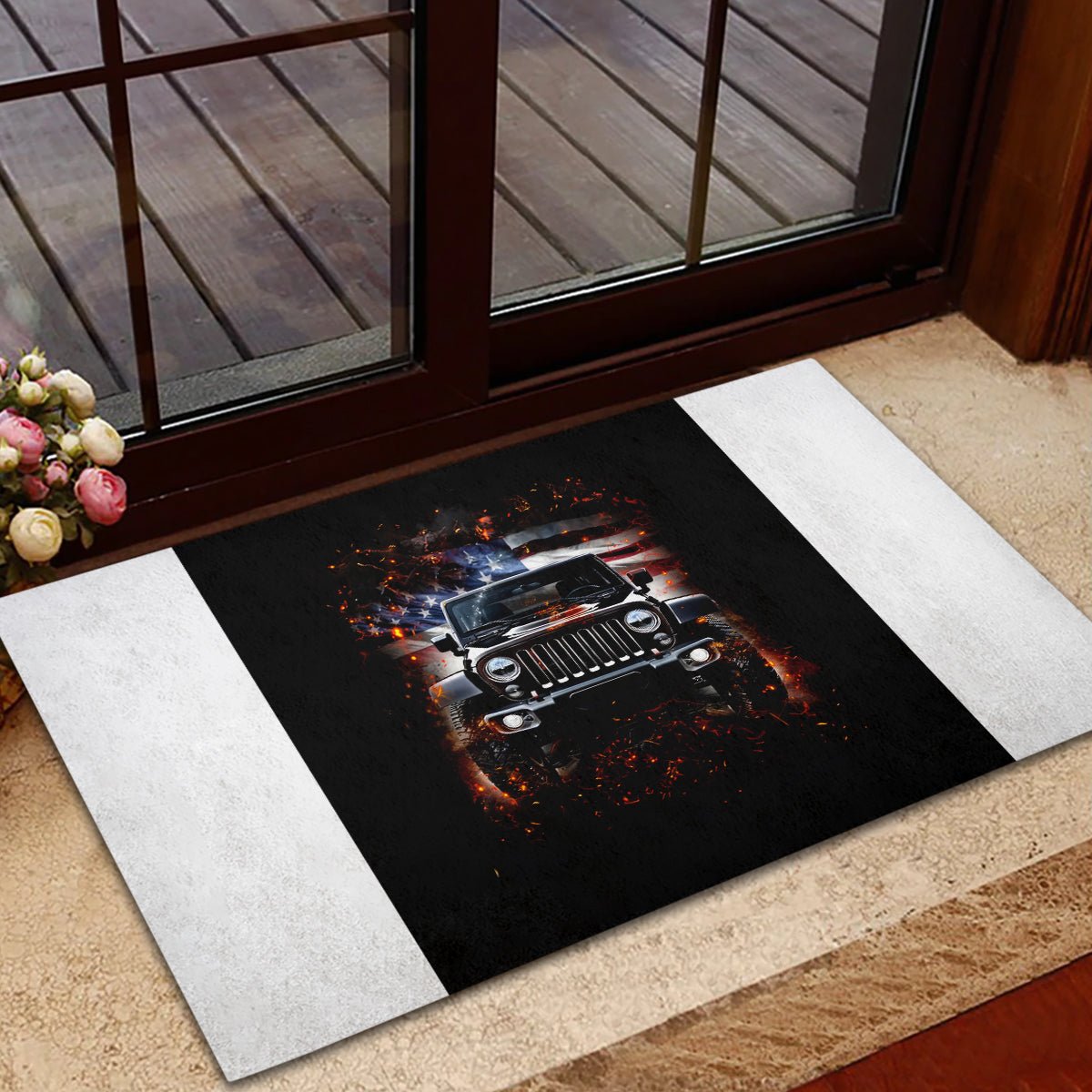 American Jeep Rubber Doormat Never Underestimate An Old Man With A Jeep DT01 - The Mazicc - S - 40cm x 60cm - Black