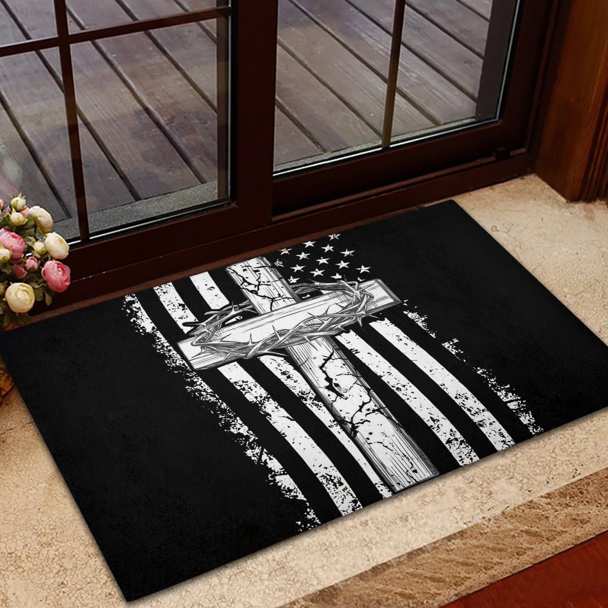 American Jeep Rubber Doormat One Nation Under God DT01 - The Mazicc - S - 40cm x 60cm - Black