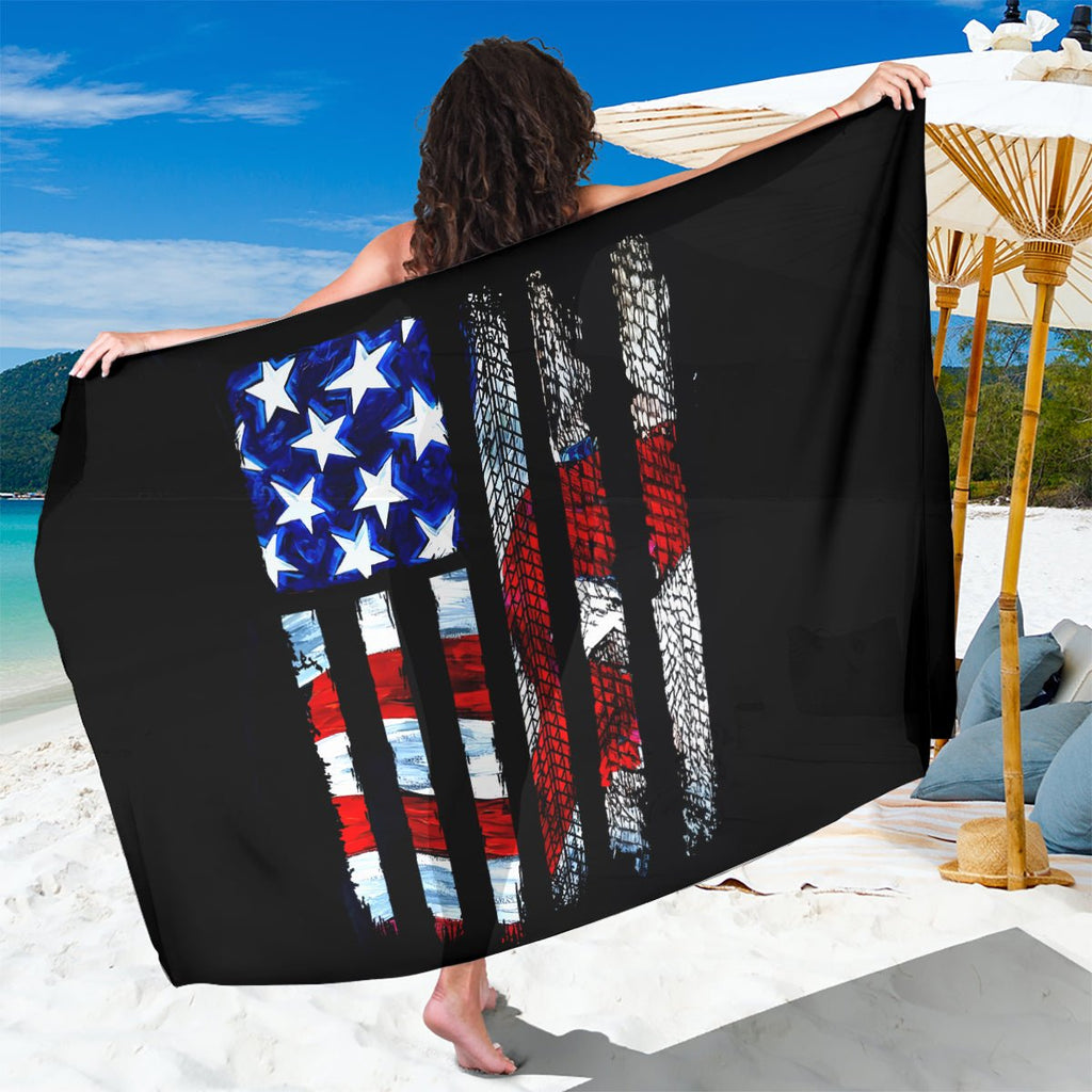American Jeep Sarong American Flag Jeep Life DT01 - The Mazicc - One Size - 44 x 66 inches - Black