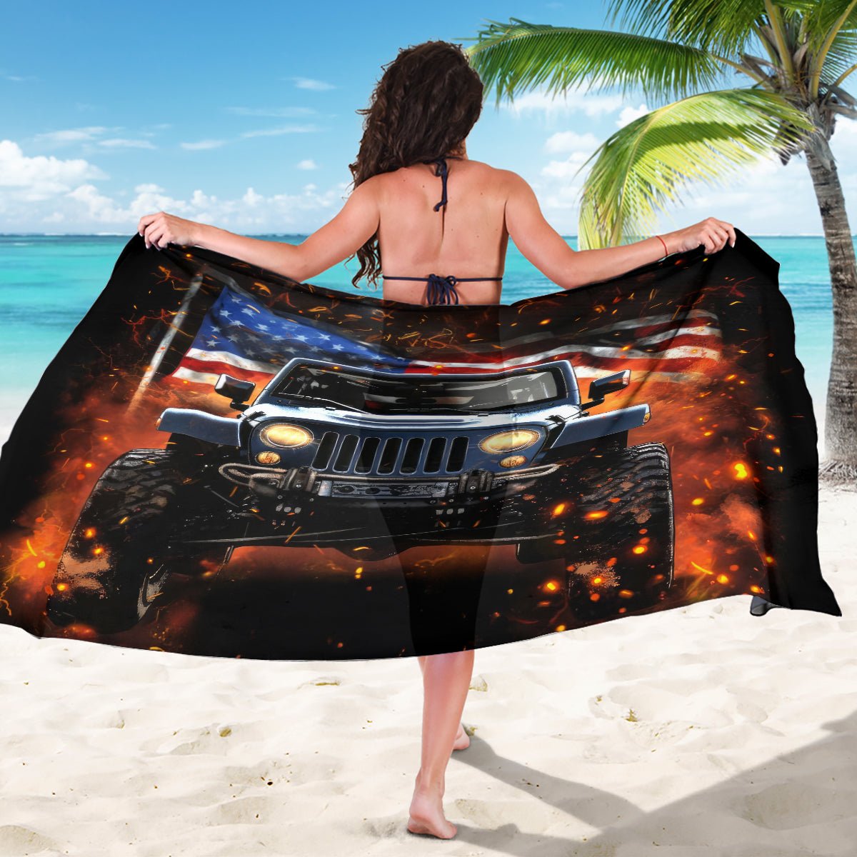 American Jeep Sarong I'm The Black Jeep Of The Family DT01 - The Mazicc - One Size - 44 x 66 inches - Black
